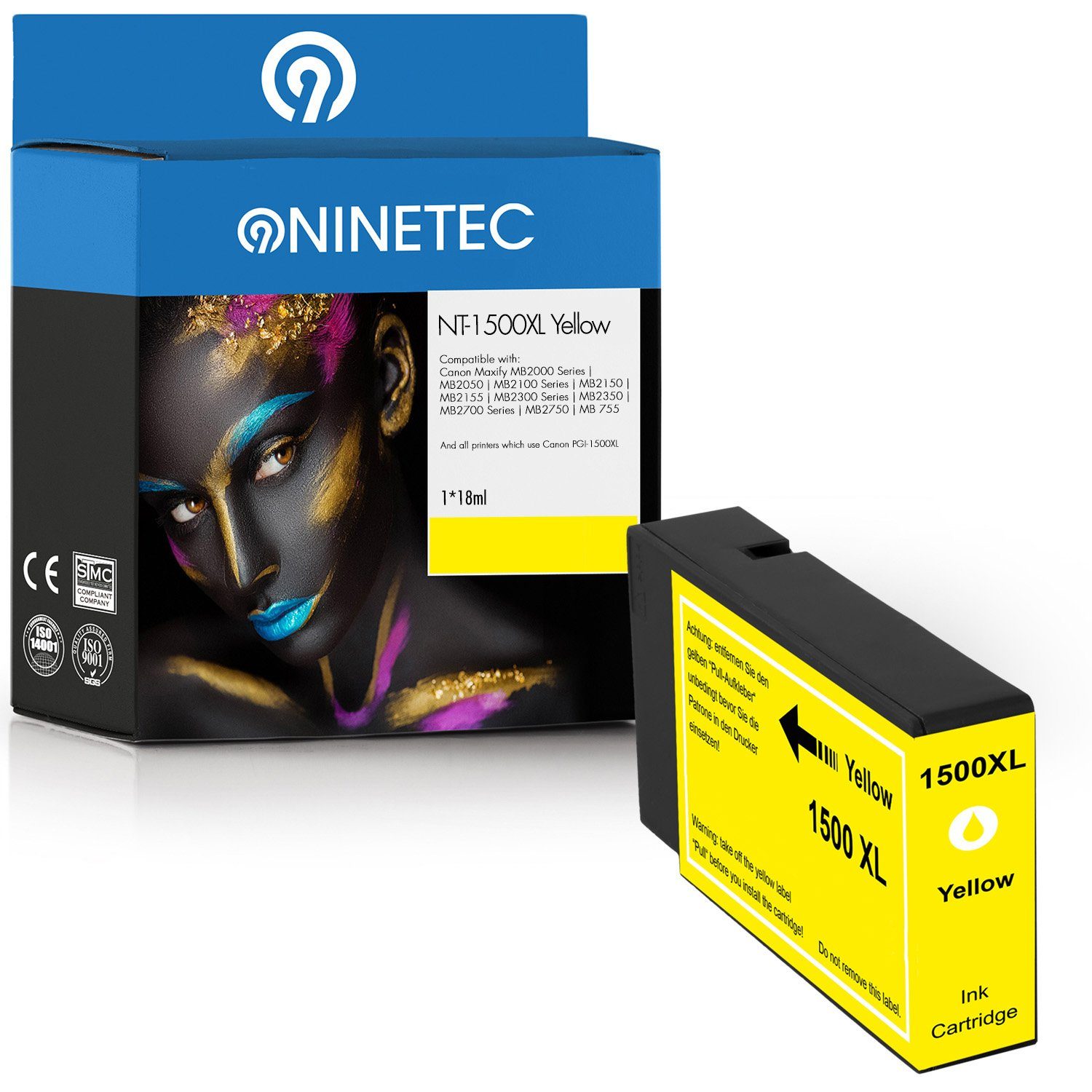 NINETEC ersetzt Canon PGI-1500 PGI1500 Yellow Tintenpatrone