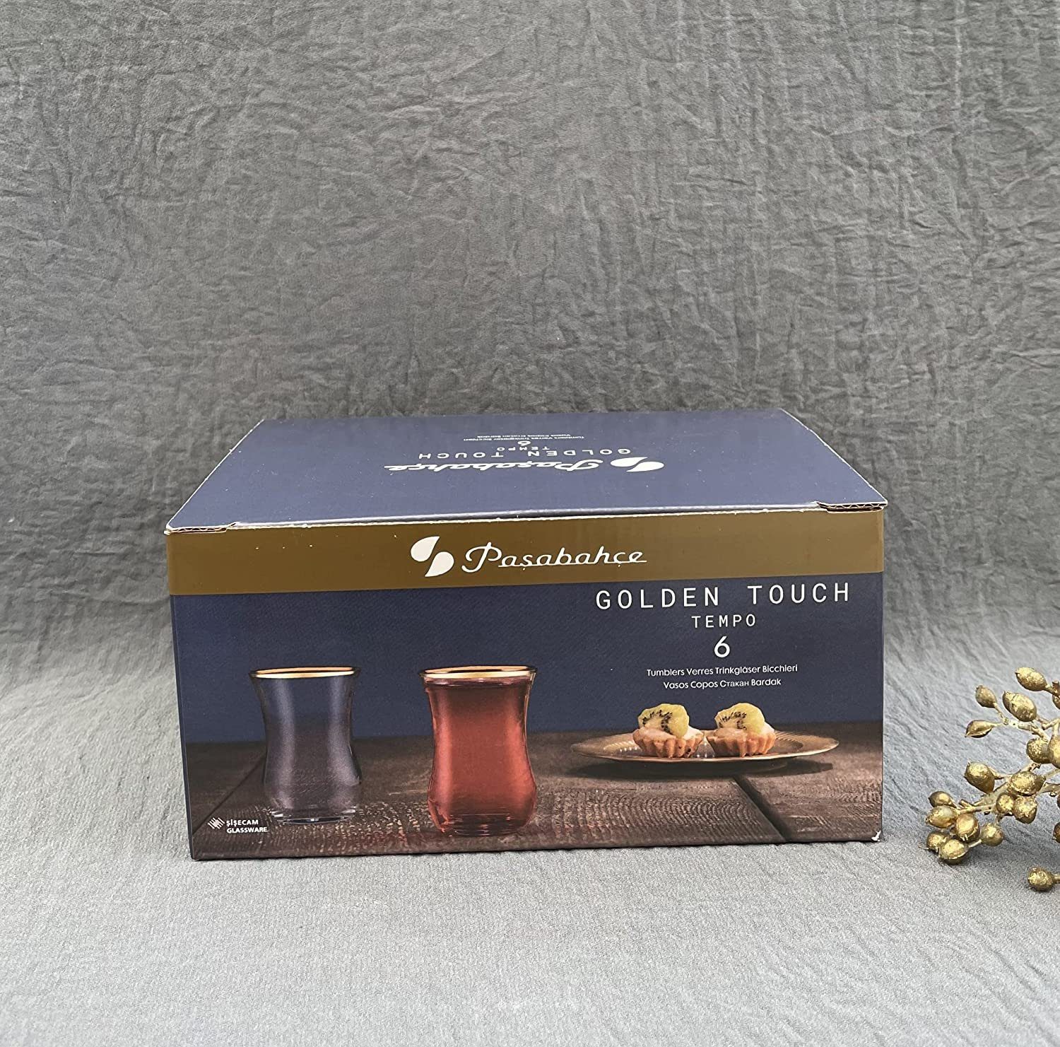 Pasabahce Teeglas Golden Touch Tempo 6er-Set Teegläser mit Goldrand 120ml, 6-tlg. – Bild 2 von 2