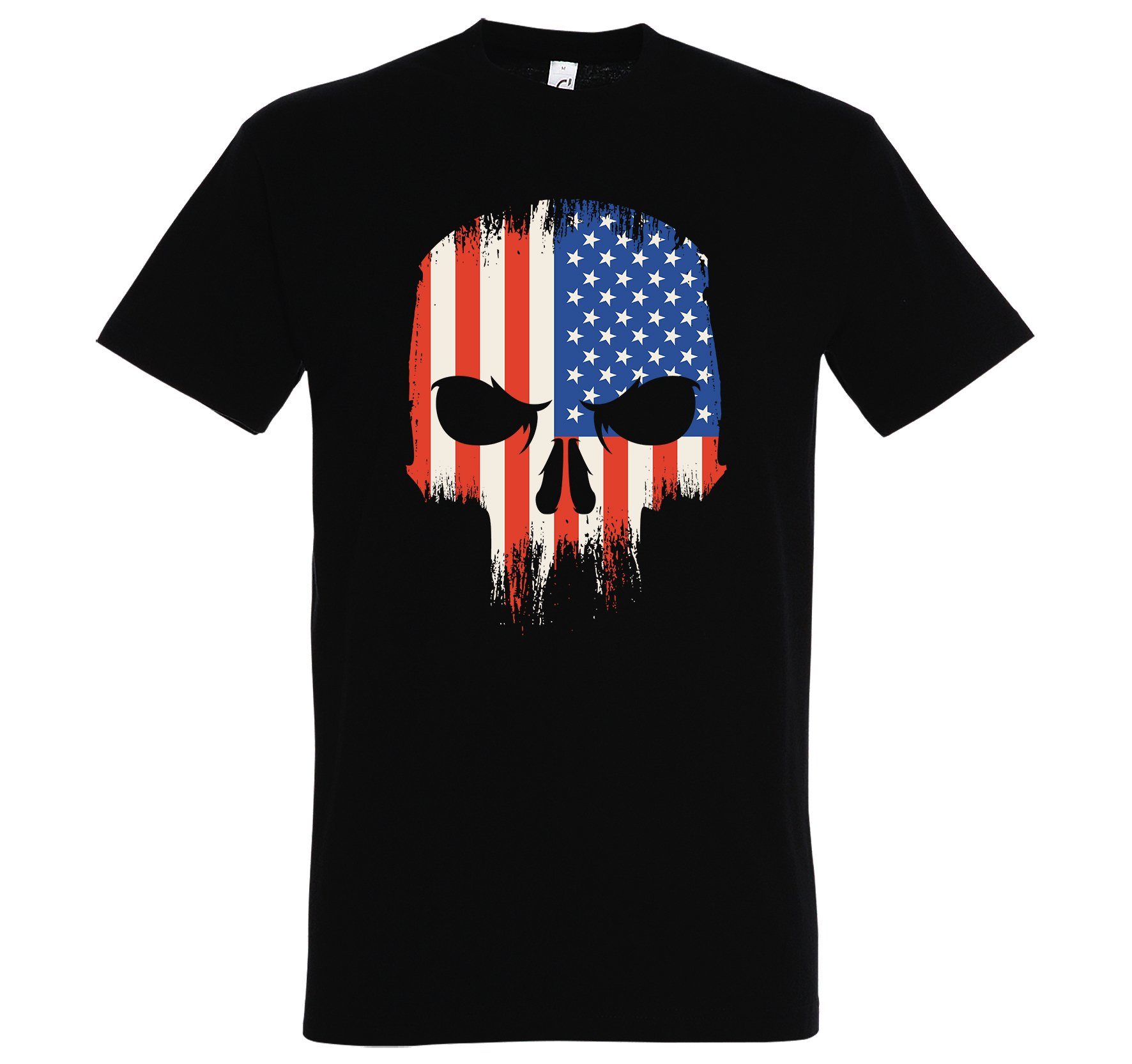 Youth Designz T-Shirt USA Totenkopf Herren Shirt mit trendigem Frontprint Schwarz