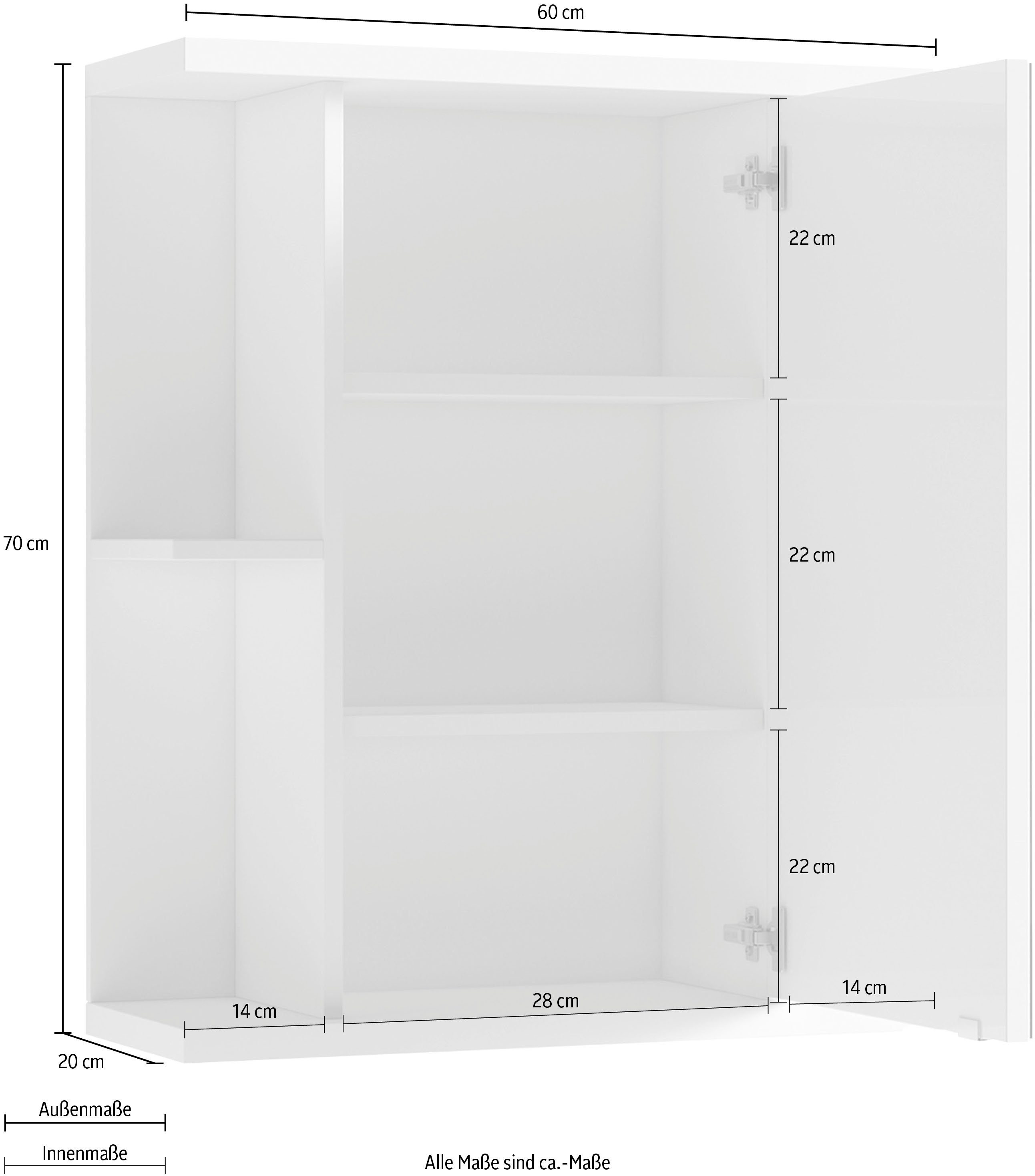 Stauraum Sonoma großer und mit byLIVING Breite eiche Sonoma Nebraska Spiegeltür Spiegelschrank Nachbildung | Eiche cm, 60 viel