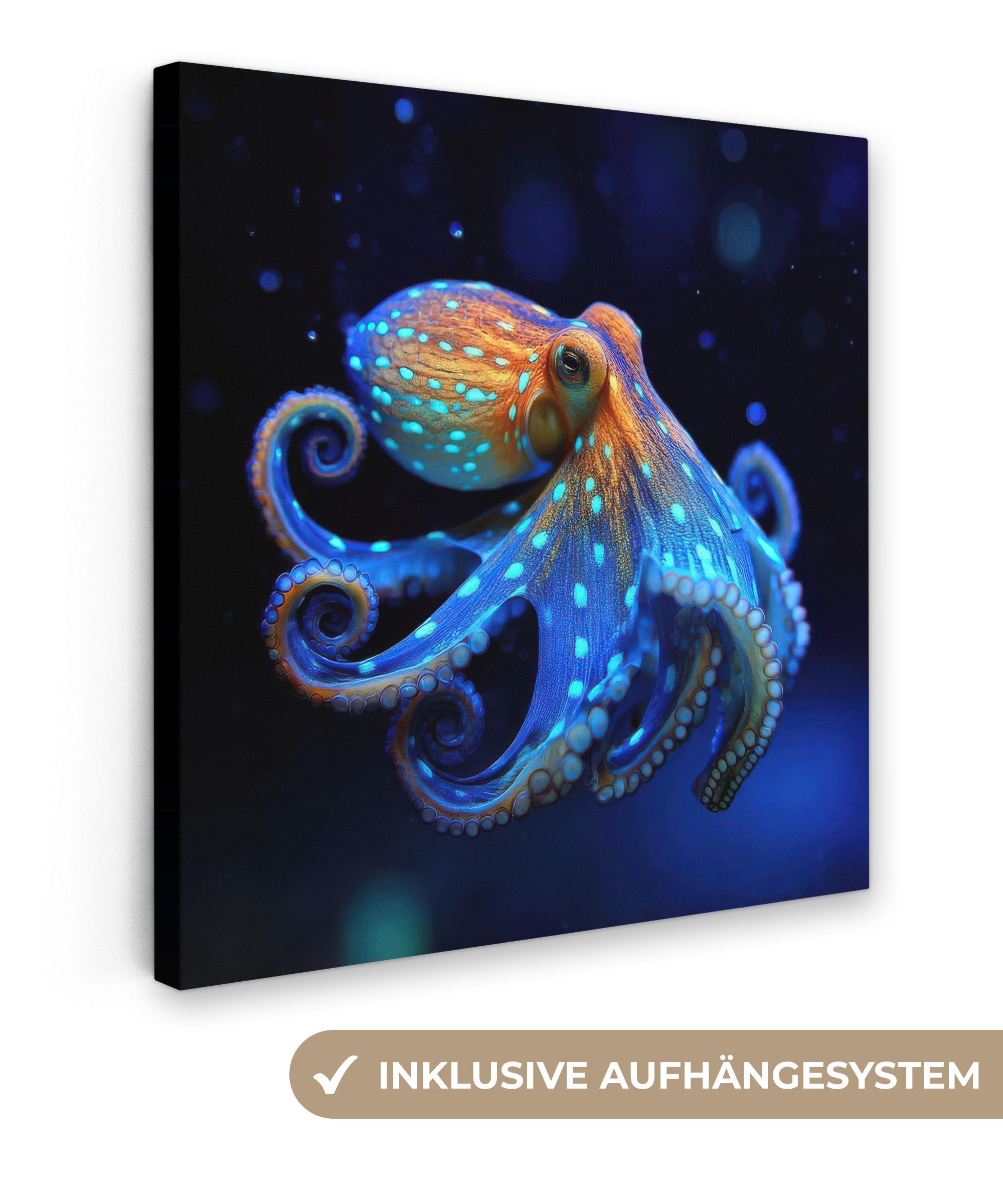 OneMillionCanvasses® Leinwandbild Oktopus - Punkte - Blau - Meer, Fotodruck günstig online kaufen