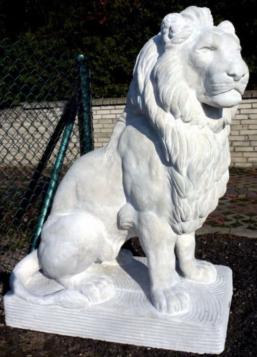 Casa Padrino Skulptur Luxus Skulptur Sitzender Löwe 52 x 102 x H. 140 cm - Prunkvolle Gartendeko - Special!