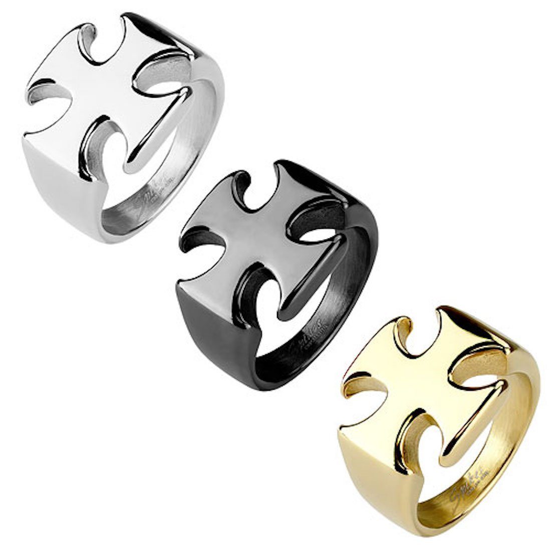 Taffstyle Fingerring Herren Edelstahl Ring Kreuz Design massiv Biker Rocker günstig online kaufen