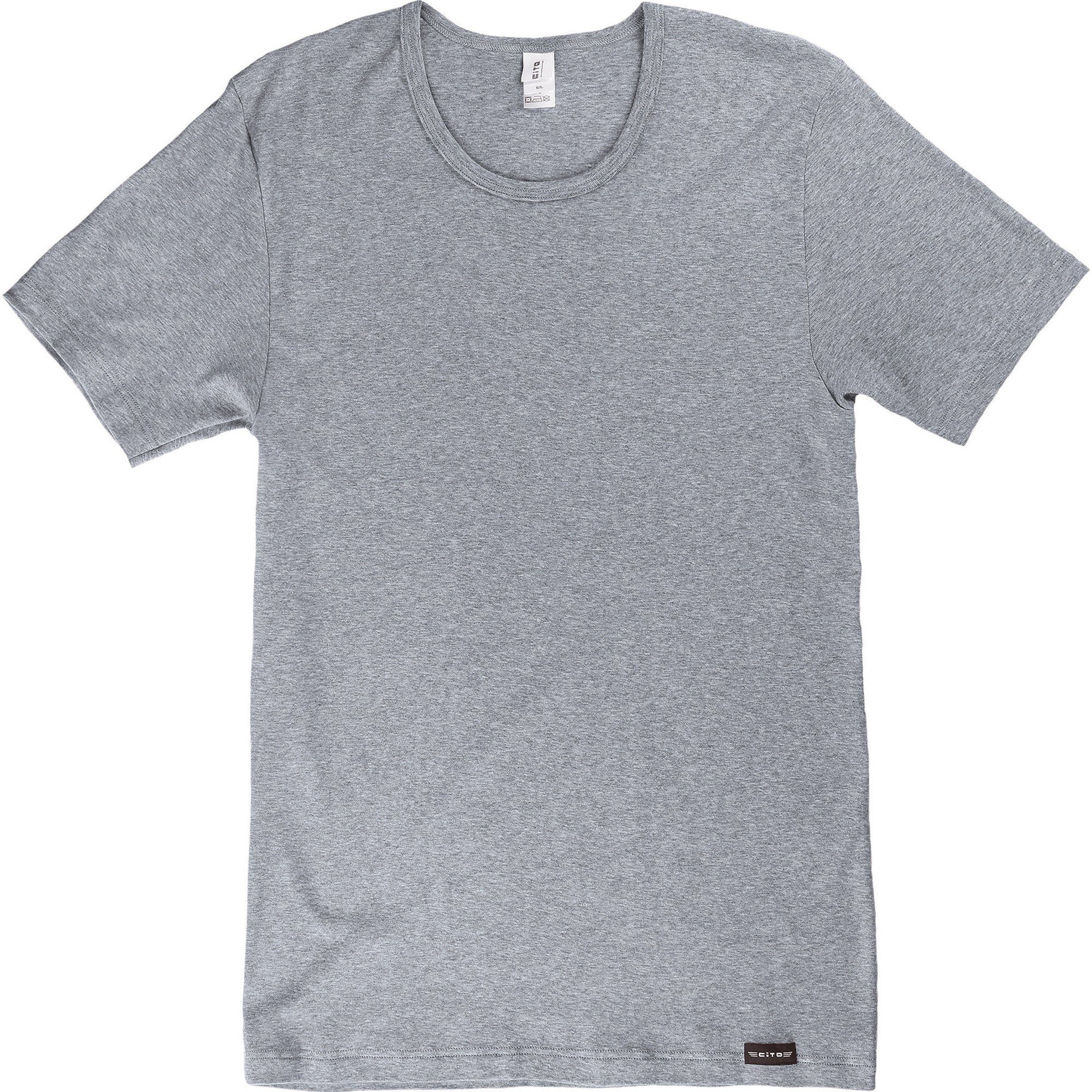 Cito T-Shirt Herren-Unterhemd, silber Feinripp 2er-Pack Uni 1/2-Arm