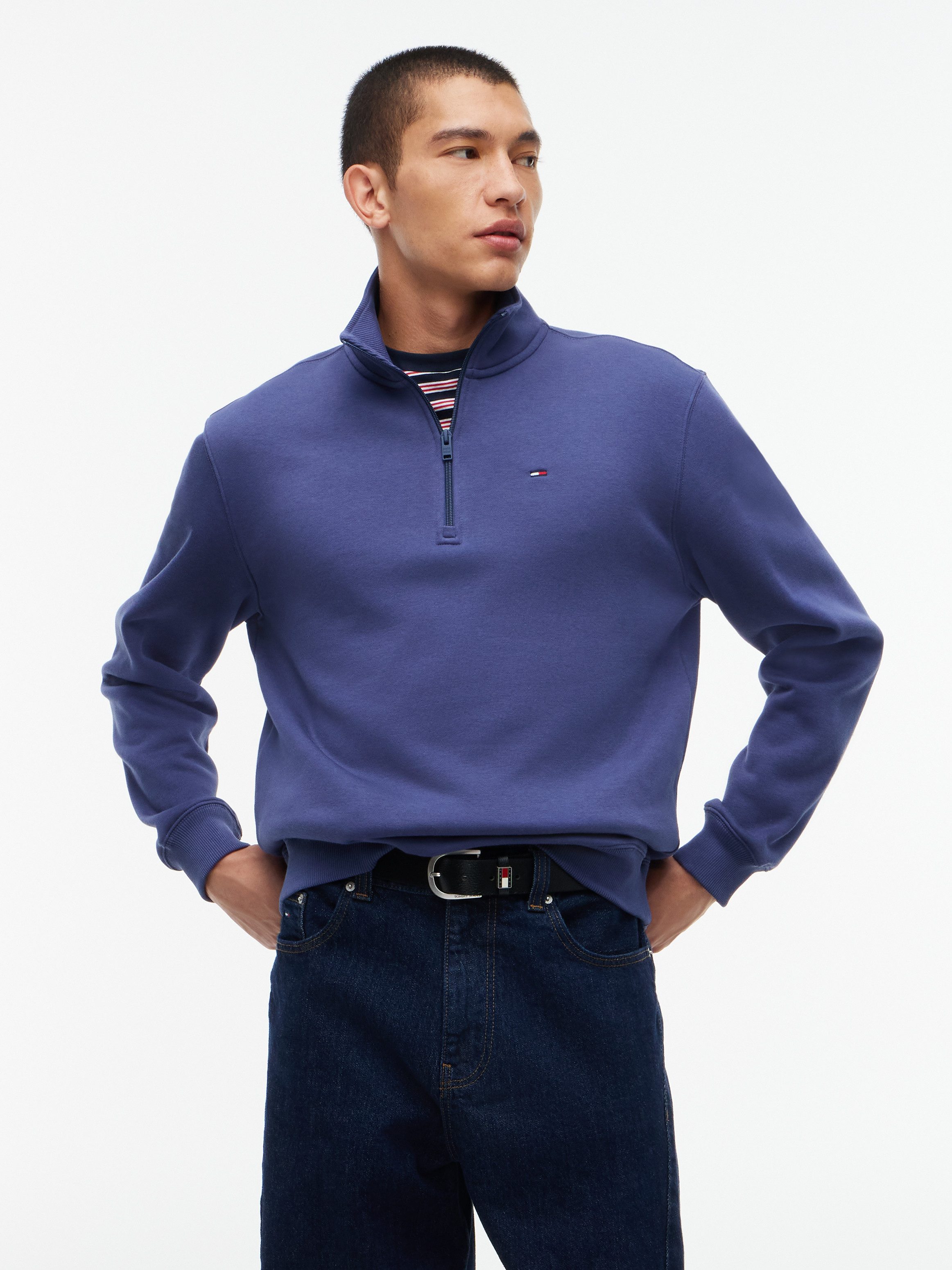 Tommy Jeans Sweatshirt TJM REGULAR FLEECE 1/4 ZIP MOCK NECK mit Fleece