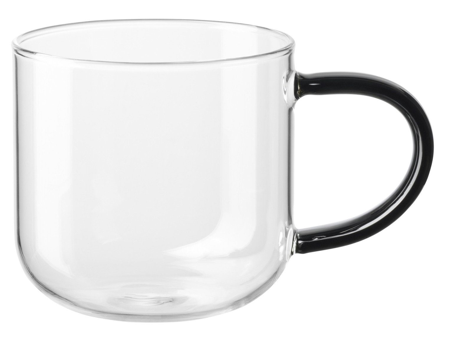 Becher coppa Glas Becher mit schwarzem Henkel 0,4l