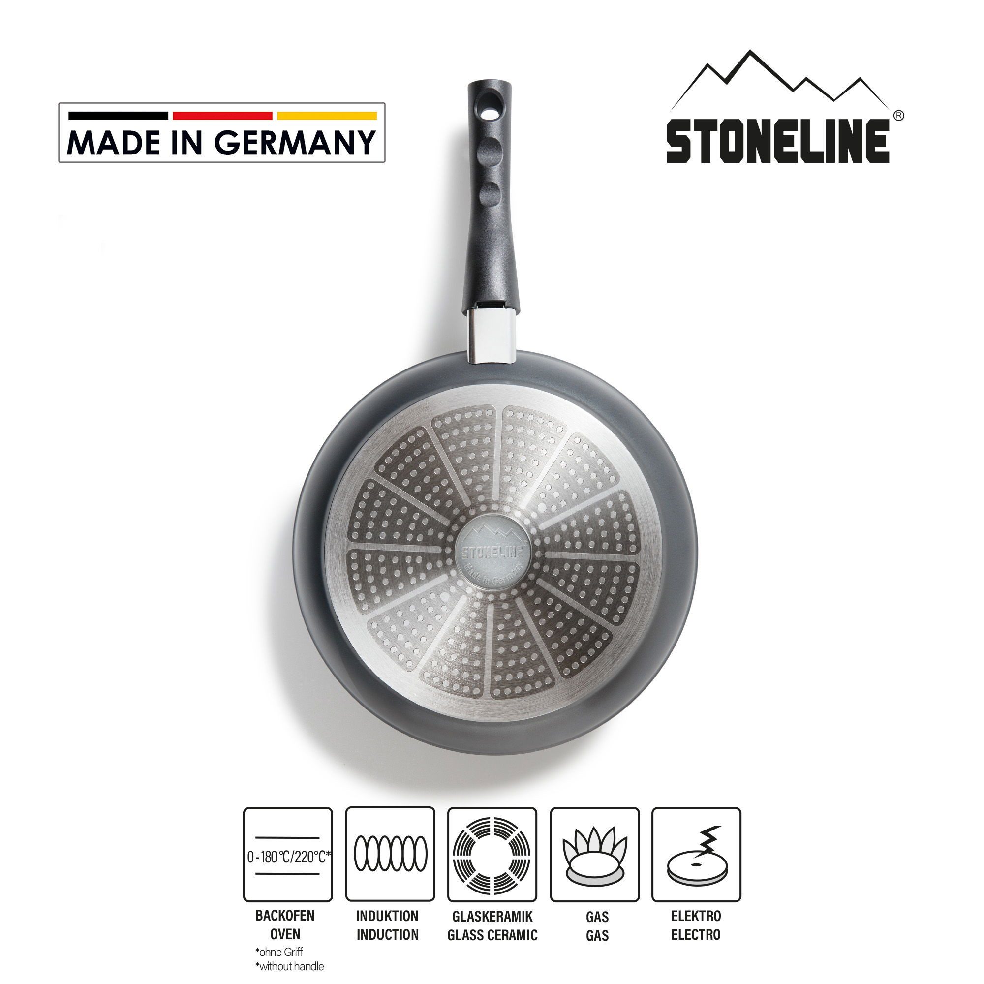 STONELINE Schmorpfanne, Aluminium (1-tlg), mit echten Steinpartikeln, induktionsgeeignet, Made in Germany