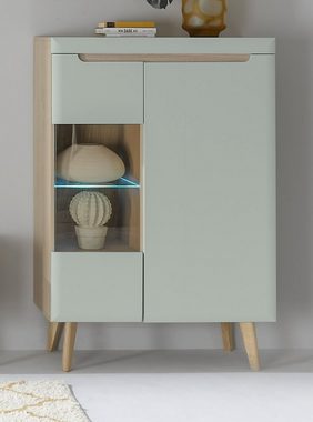 Furn.Design Highboard Isgard (Schrank in Pistazie matt mit Scandi Eiche, 90 x 134 cm), Soft-Close Funktion