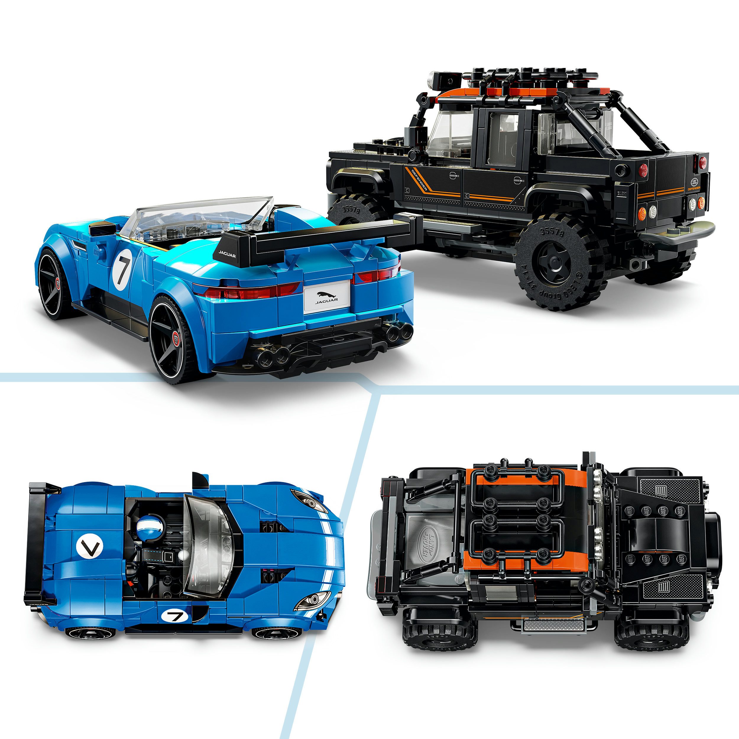 LEGO® Jaguar Project 7 & Land Rover Defender (77264), LEGO Speed Champions Konstruktionsspielsteine, (740 St), Made in Europe – Bild 4 von 5