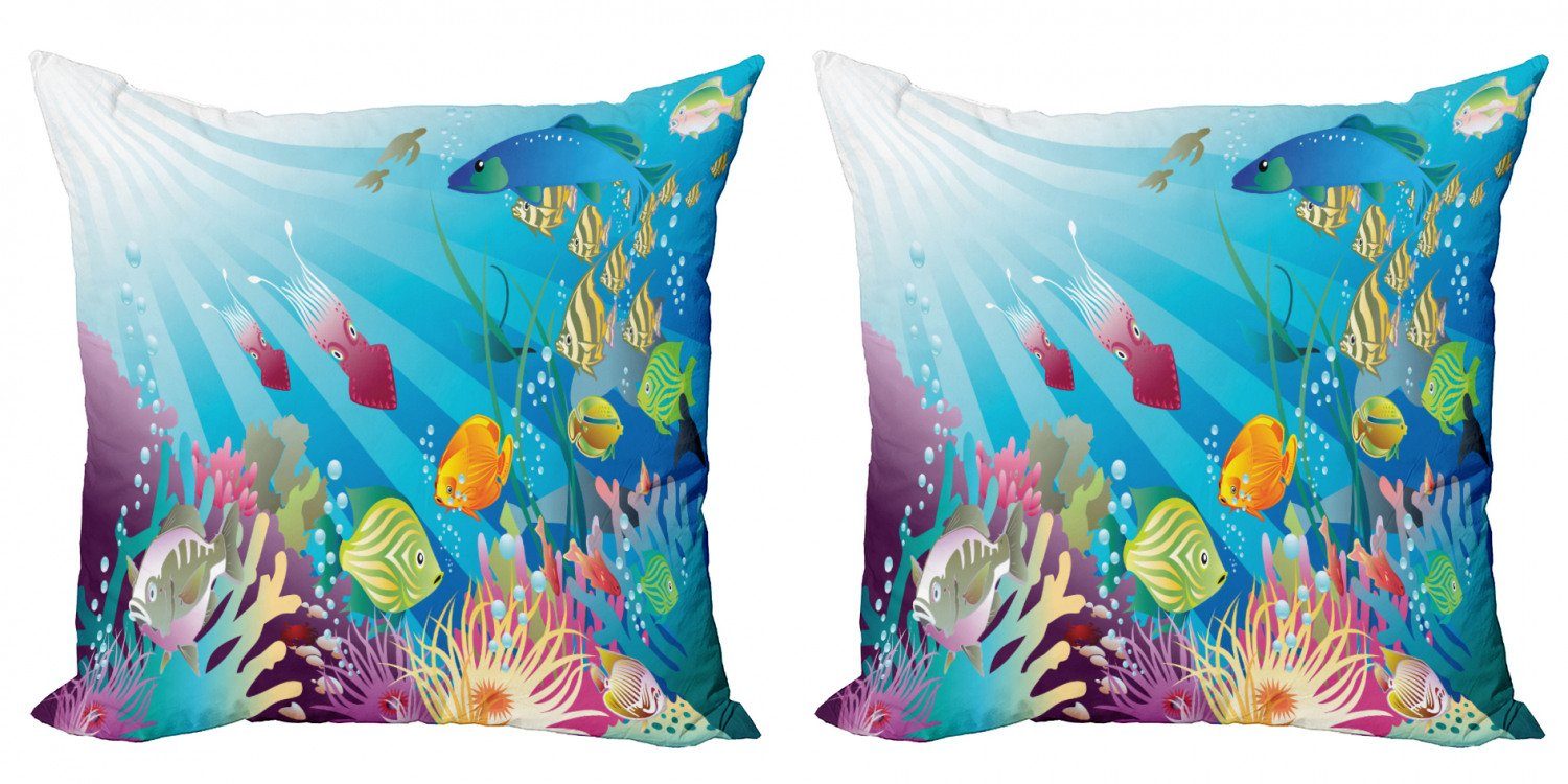 Meer Accent Doppelseitiger Kissenbezüge Fischarten Unterwasser- Modern Stück), (2 Abakuhaus im Digitaldruck,