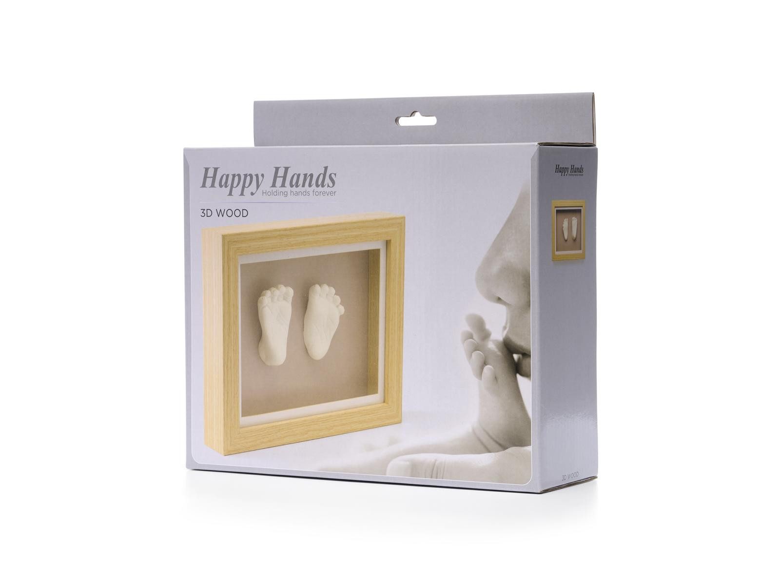 Happy Hands Handabdruck-Set 3D Baby Abdruckset mit Holzrahmen für Hand- und Fußabdruck – Bild 5 von 5