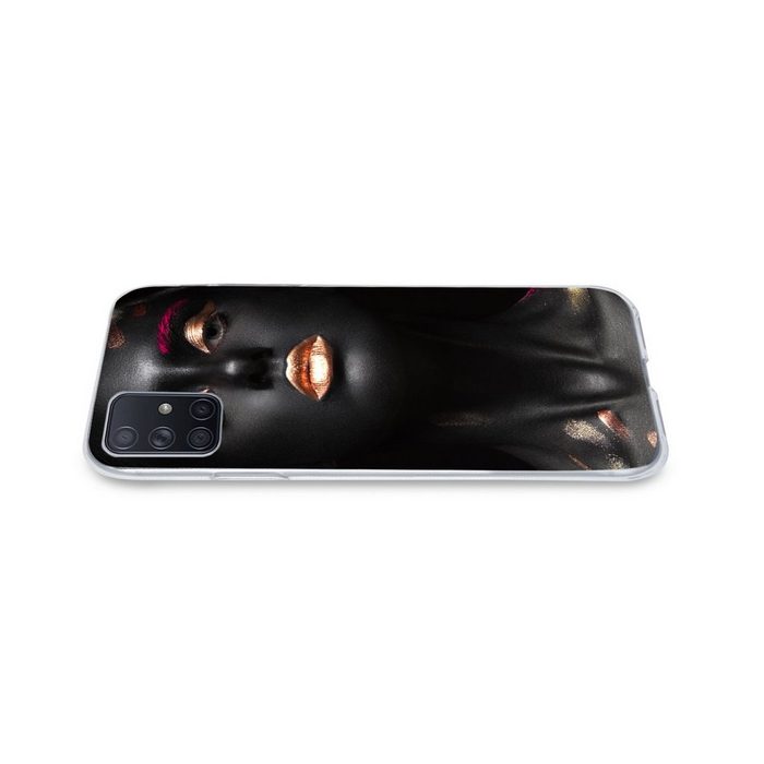 MuchoWow Handyhülle Frau - Rosa - Kupfer - Schwarz Phone Case Handyhülle Samsung Galaxy A71 Silikon Schutzhülle