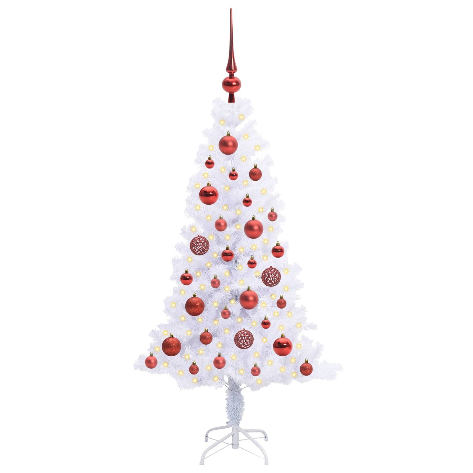 vidaXL Künstlicher Weihnachtsbaum Künstlicher Weihnachtsbaum Weiß 120 cm PVC und Stahl