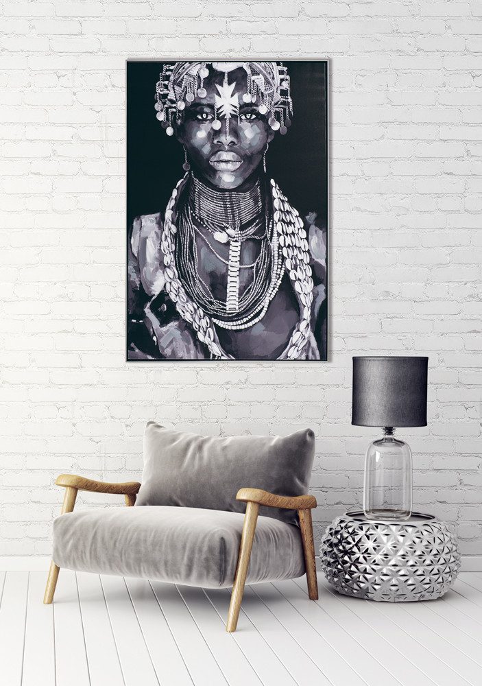 ArtUniverse Gemälde Leinwandbild Traditionelle Schönheit mit Schmuck 82 x 122 cm, Menschenmotiv