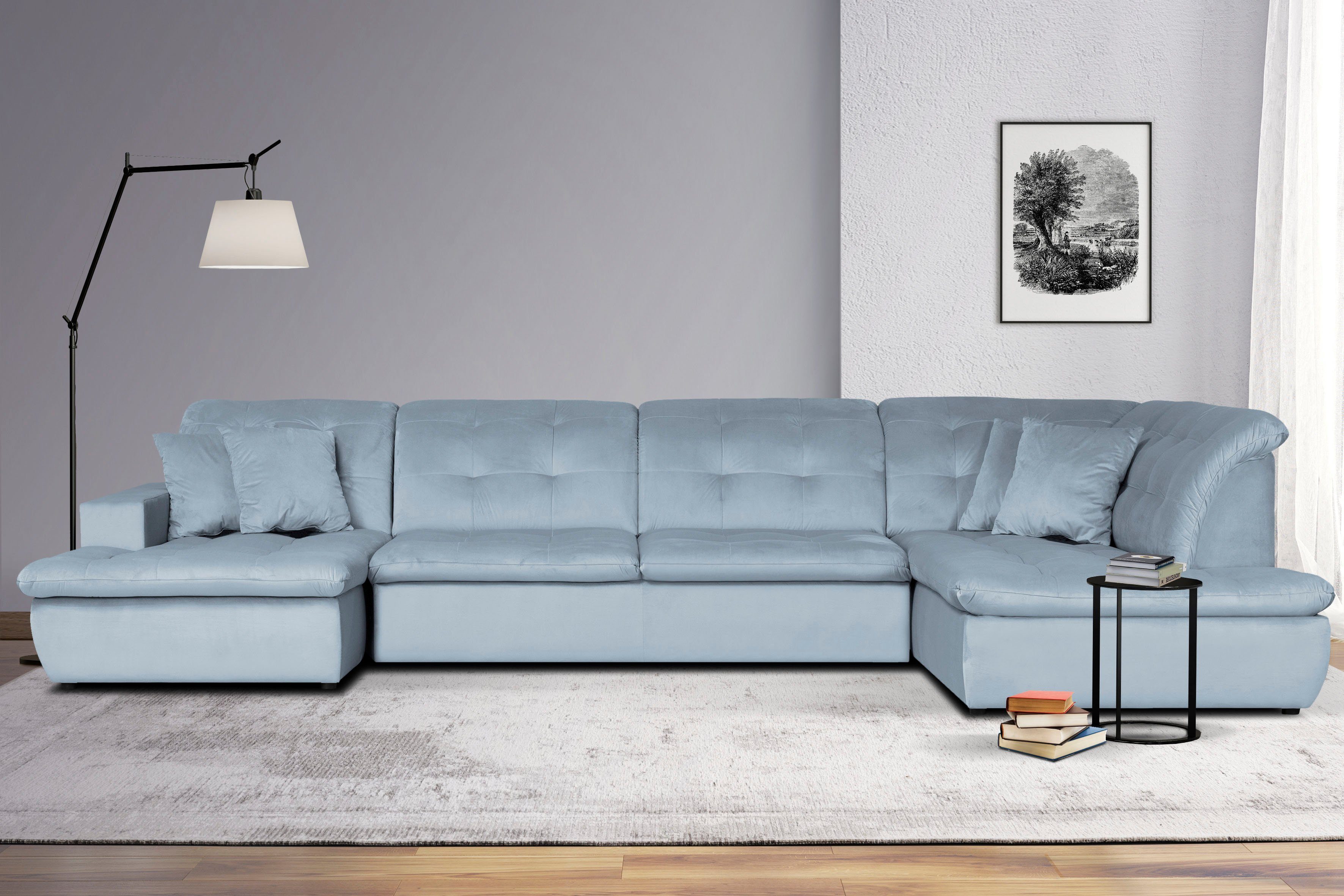 Home affaire Wohnlandschaft BRISBANE NEU U-Form, mit feiner Steppung, Matten-Optik, incl. Zierkissen