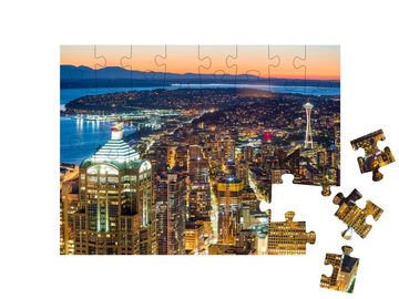 puzzleYOU Puzzle Seattle im Abendlicht, Washington, USA, 48 Puzzleteile, puzzleYOU-Kollektionen Seattle