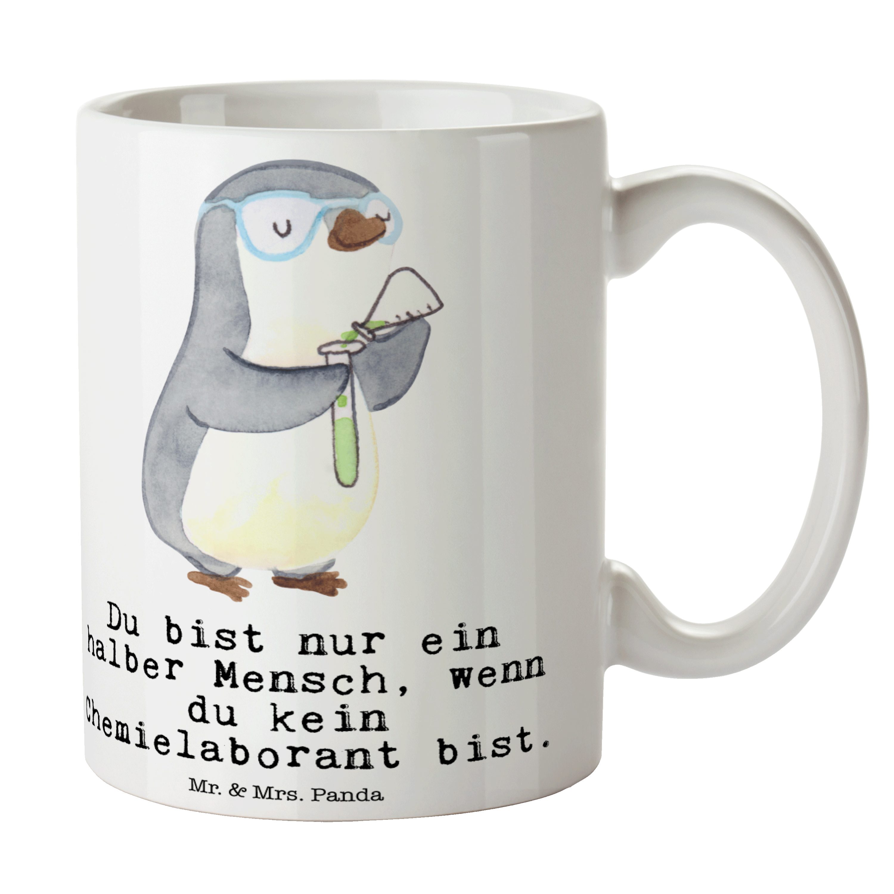 Chemielaborant - Geschenk, Tasse Weiß Panda Mrs. Geschenk mit - Mr. Forschung, Herz Tasse, & Keramik