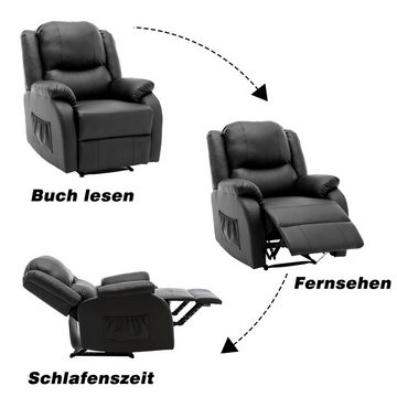 Ulife Relaxsessel TV-Sessel mit Fußstütze ausziehließer Liegestuhl PU Leder, Seitentasche, PU Leder Sessel