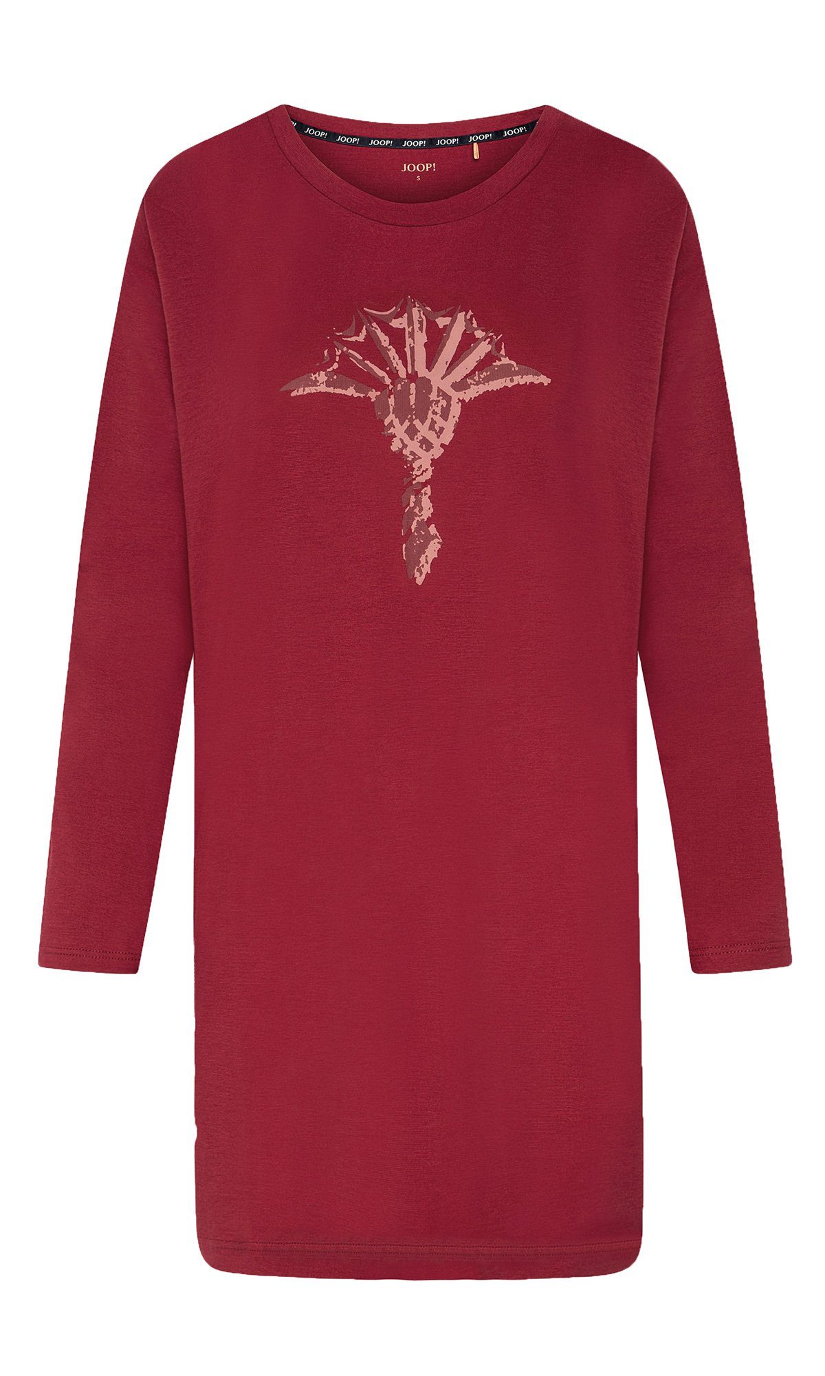Joop! Sleepshirt mit großem Cornflower Print (1-tlg) Damen Schlafshirt Bigshirt mit langem Arm - aus reiner Baumwolle chic-red (614) | Sleepshirts