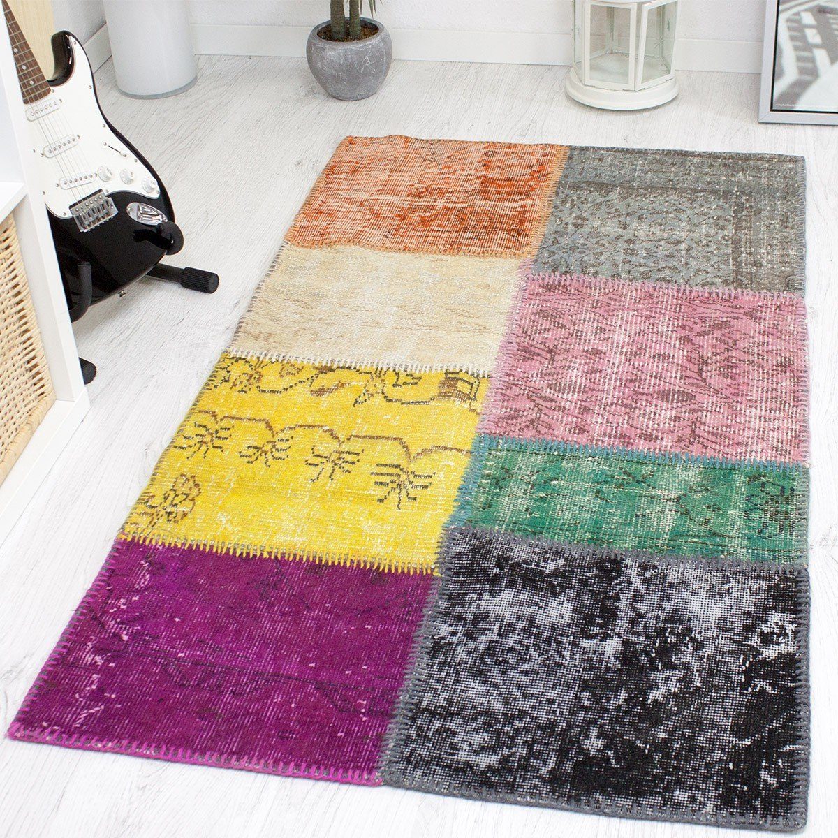 Vimoda Wollteppich Handgeknüpft VINTAGE Patchwork Teppich wohnzimmer, Recht günstig online kaufen