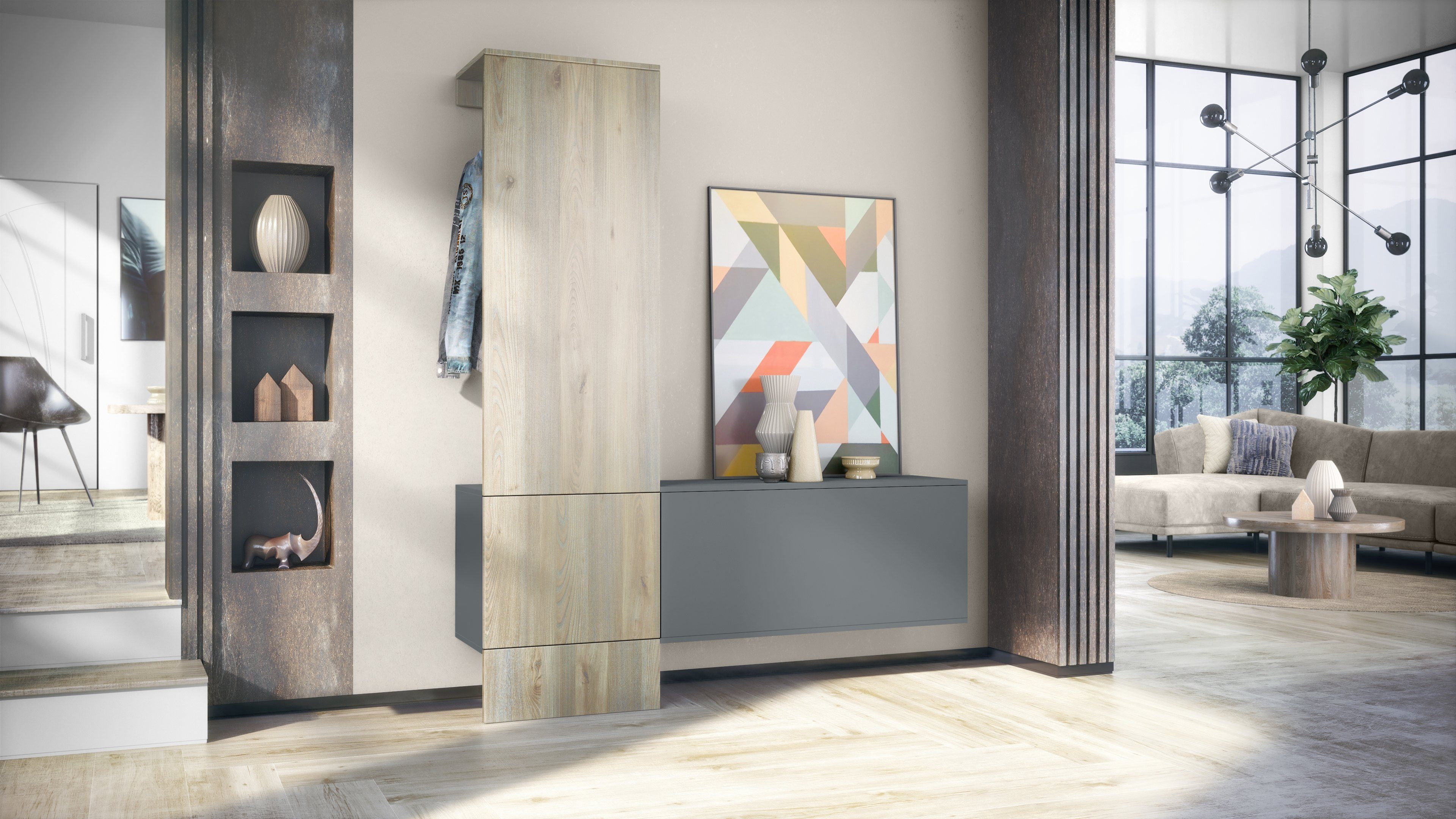 Vladon Garderoben-Set Carlton Set 4, (Wandgarderobe bestehend aus, 1 Paneel günstig online kaufen