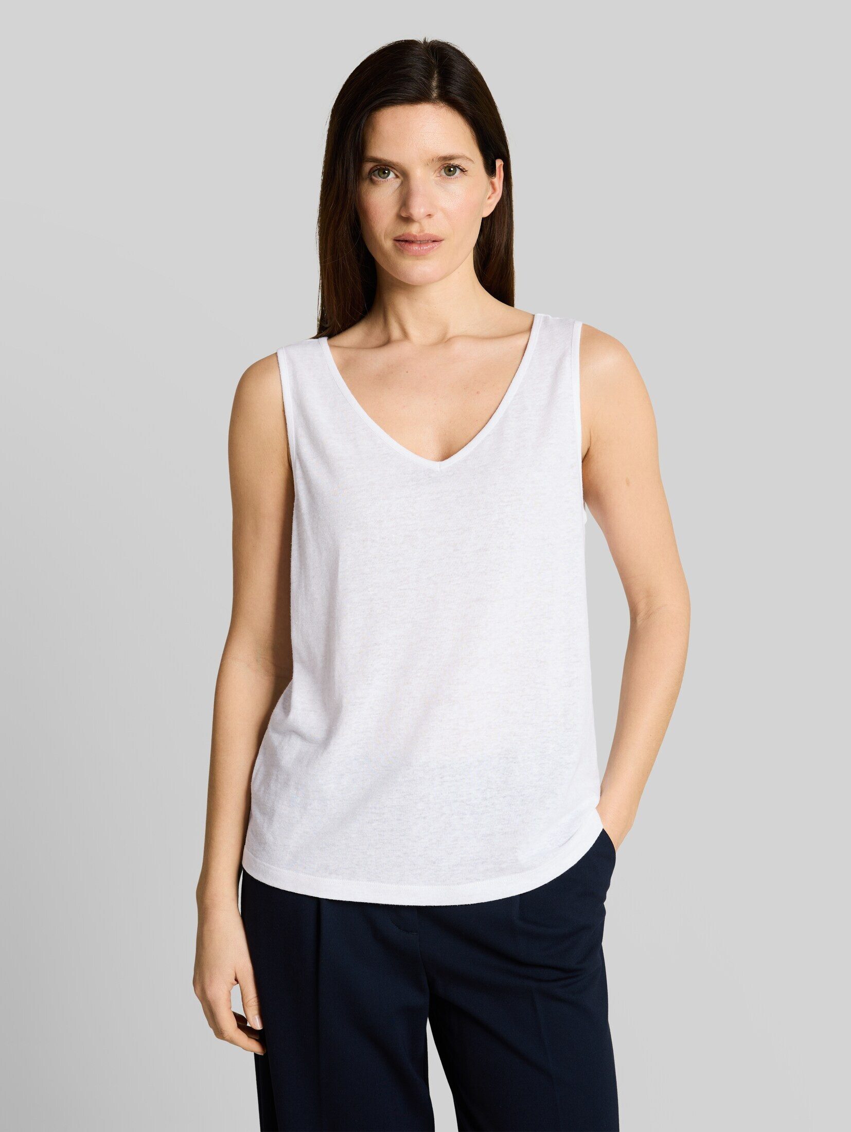 TOM TAILOR Trägertop T-Shirt (im Einserpack) Top mit Leinenanteil