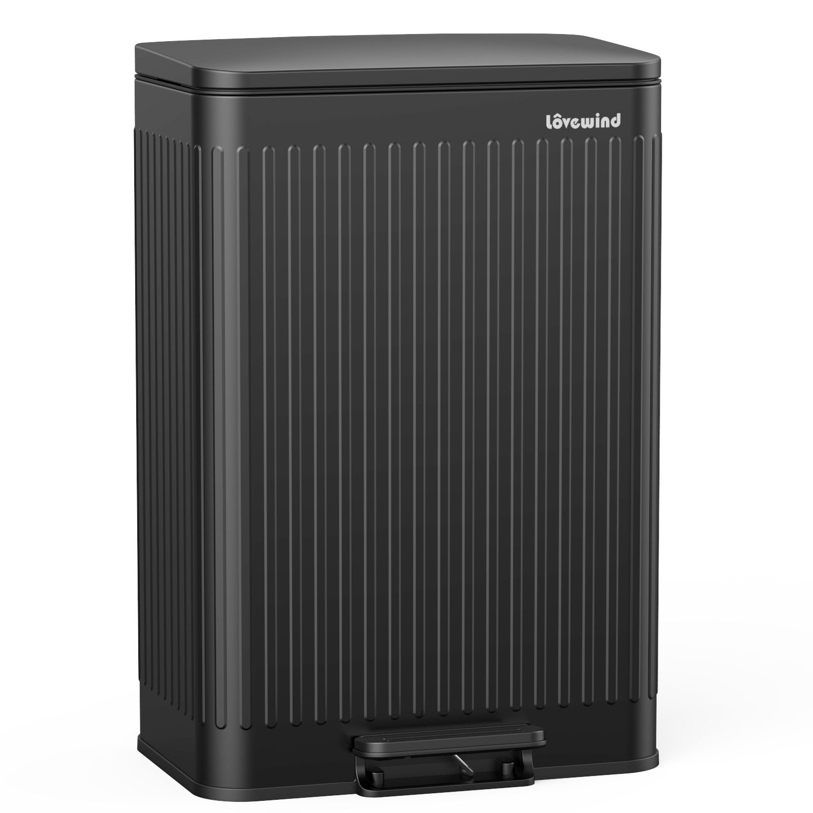 Lovewind Mülleimer Mülltrennsystem 2 Fächer 60 L Küche 2 × 30 L Treteimer Edelstahl, Großraum-Mülleimer mit Metallpedal Leise schließender Deckel Schwarz