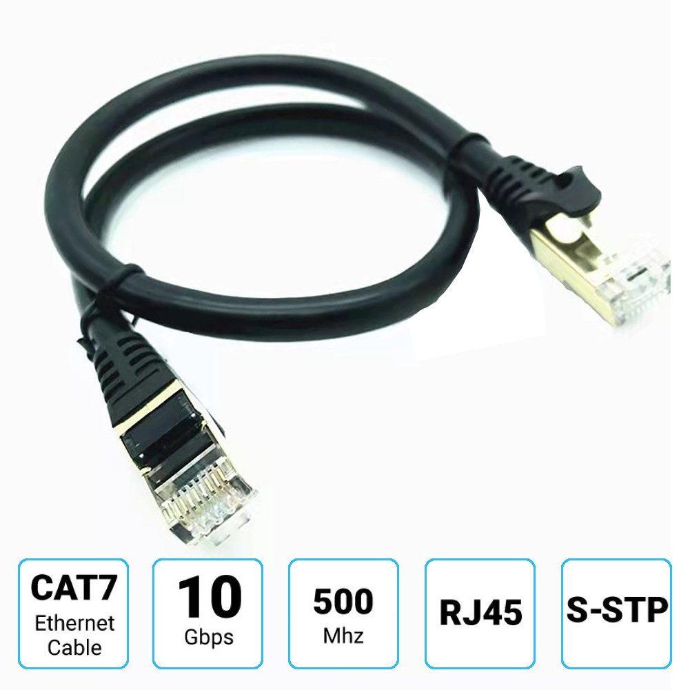 Bolwins G31 1m CAT7 Netzwerk LAN Kabel Patchkabel RJ45 auf RJ45 f TV PC Router LAN-Kabel, RJ45 Stecker (männlich), RJ45 Stecker (männlich) (100 cm), CAT7 Ethernet-Kabel, 10 Gbit/s Übertragung