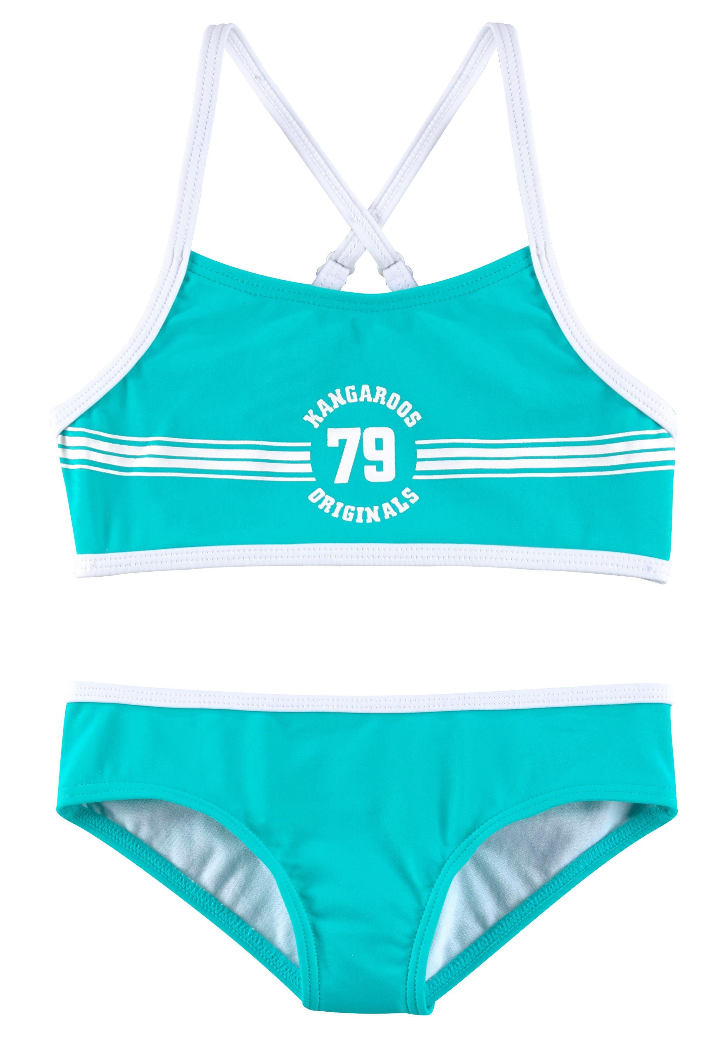 sportlichem Sporty Bustier-Bikini Frontdruck türkis mit KangaROOS