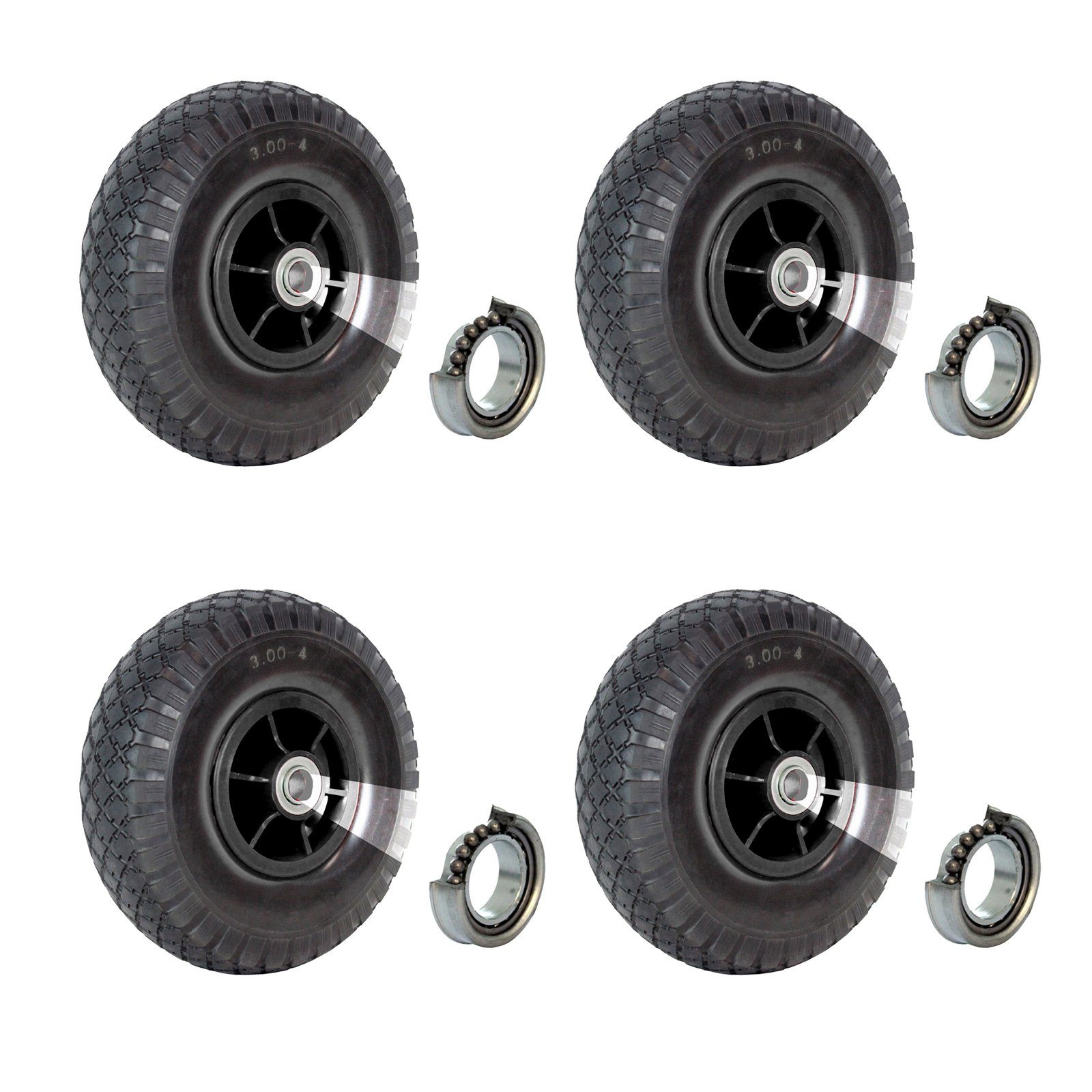 TRUTZHOLM Sackkarren-Rad Luftrad 260x85 mm 3.00-4 60 mm versetzte Nabe Ø 20 mm 4 PR Gewebe (4er Set), Robust,Schwarz
