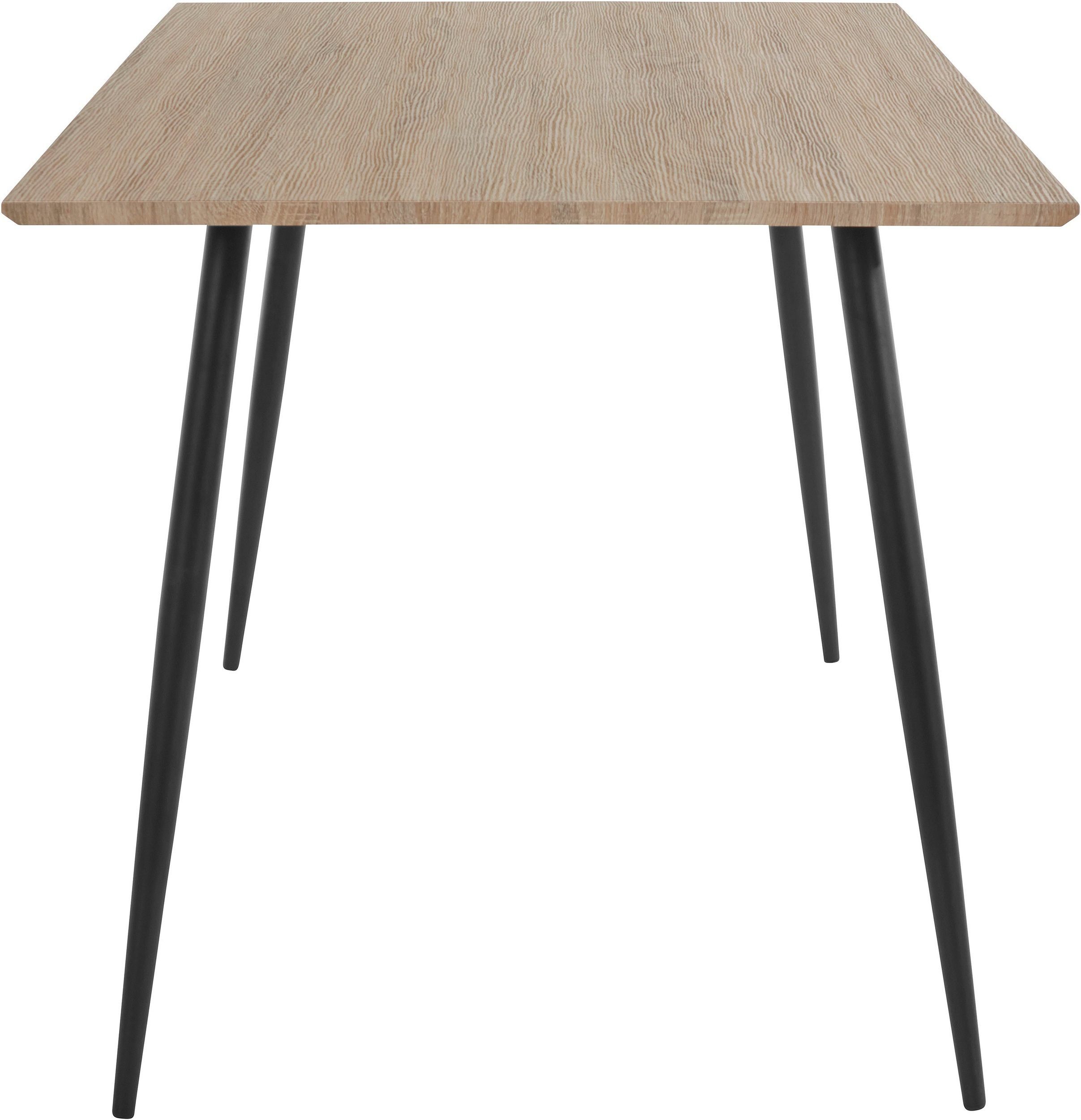 loft24 Esstisch Rex, Tischplatte Breite in Gestell 140 Eiche/schwarz | cm eiche Metall, aus Eichenoptik