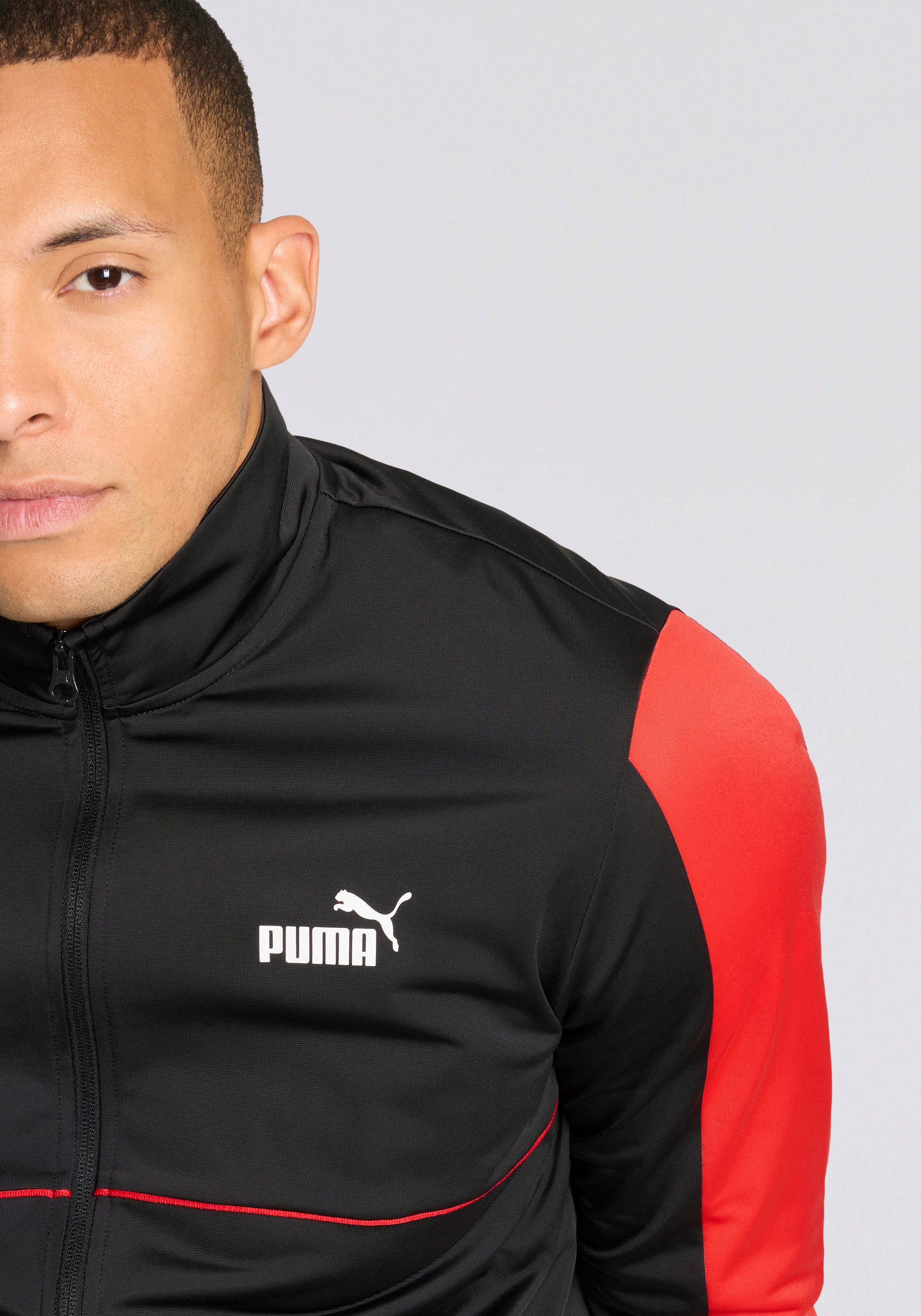 PUMA Trainingsanzug SPORT POLY SUIT (2-tlg), ohne Kapuze, aus Trikot-Material