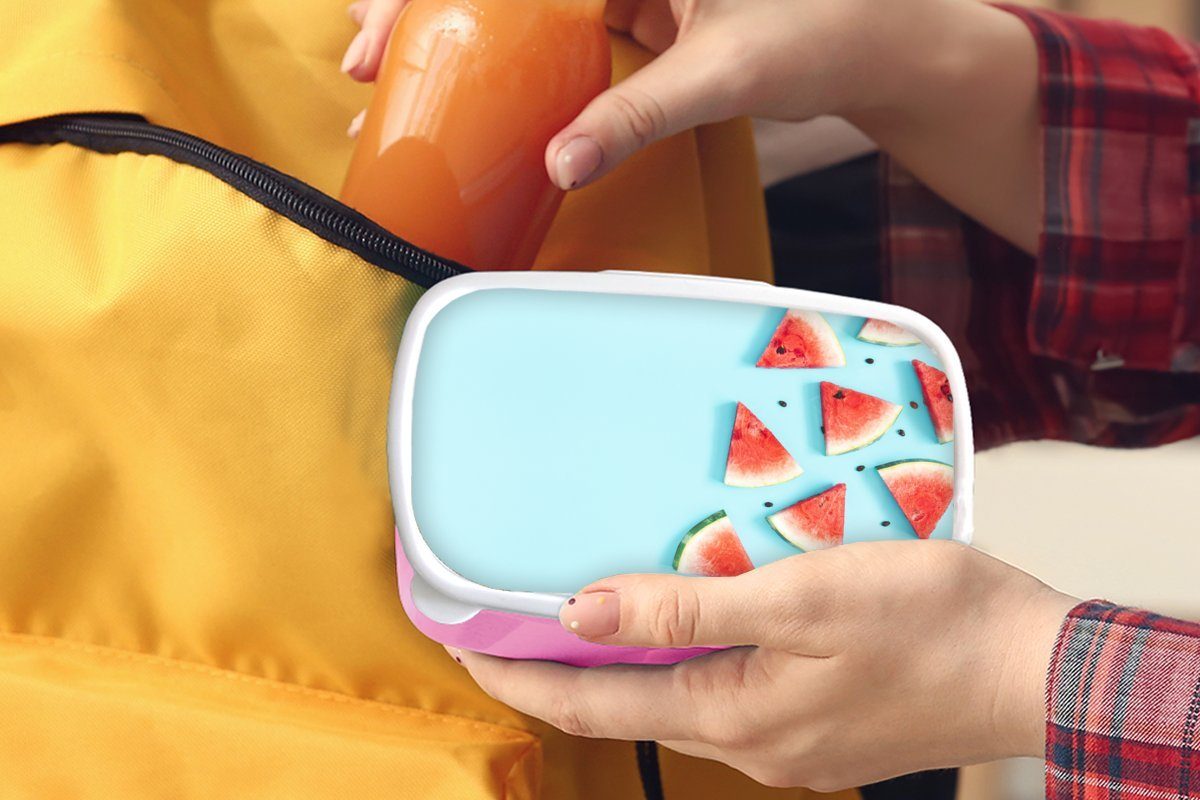 Mädchen, (2-tlg), Snackbox, für rosa Lunchbox Kunststoff Wassermelone Blau, Brotbox Brotdose Erwachsene, Sommer Kunststoff, MuchoWow - Kinder, -