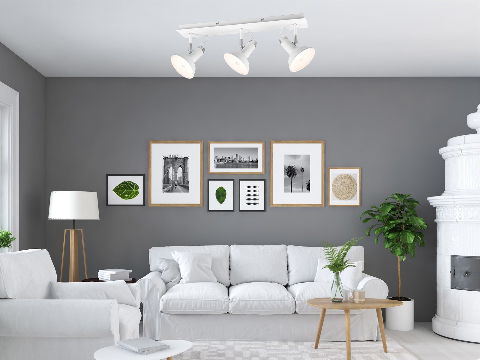 TRIO Leuchten LED Deckenspot, Dimmfunktion, LED wechselbar, Leuchtmittel über Lichtschalter in 3 Stufen dimmbar, Warmweiß, innen, Industrial Deckenleuchte für Treppenhaus mit 3 Spots Weiß