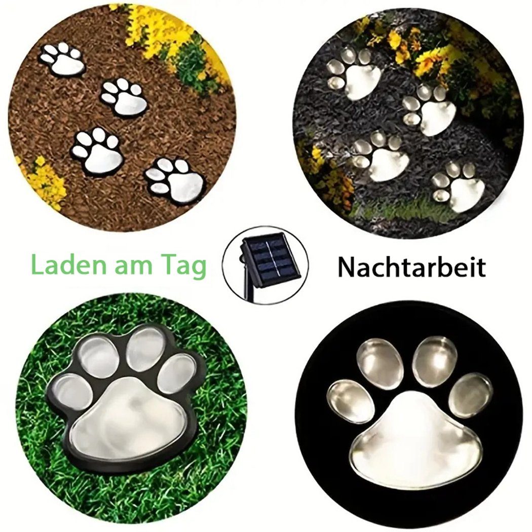 TUABUR Gartenleuchte 4-in-1-LED-Solar-Gartenleuchte, mit Tierpfotenmuster! Lichterkette