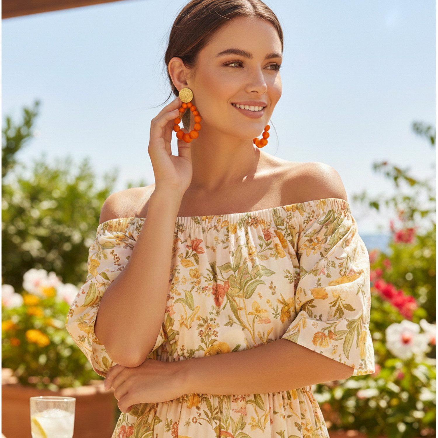 KARMA Perlenohrringe XL Damen Ohrringe vers. Farben bunt 7 cm (Statement-Ohrschmuck Acrylperlen, 2-tlg., Sommer Accessoire), Acryl modern Damenohrringe groß