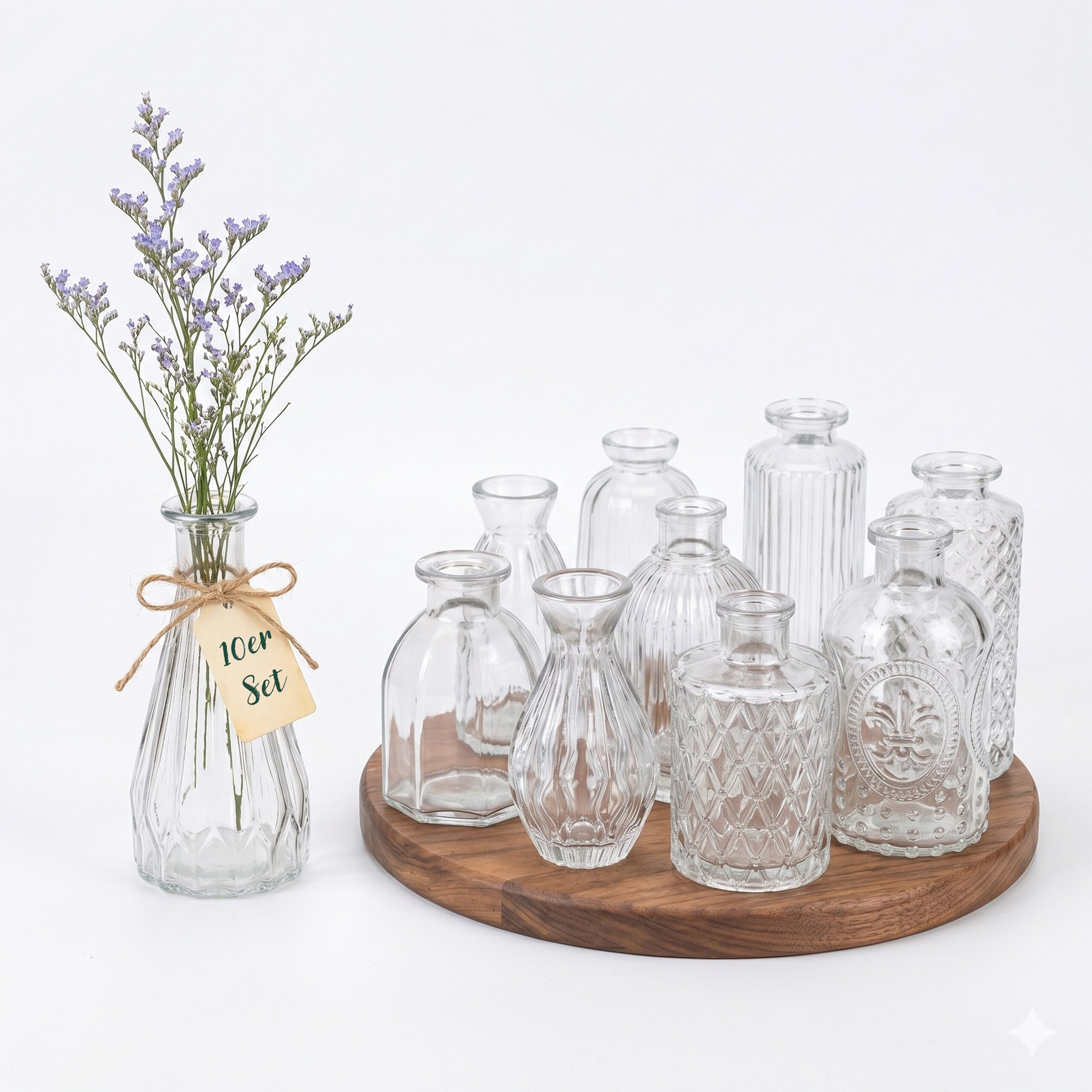 relaxdays Dekovase Deko Vasen im 10er Set, transparent