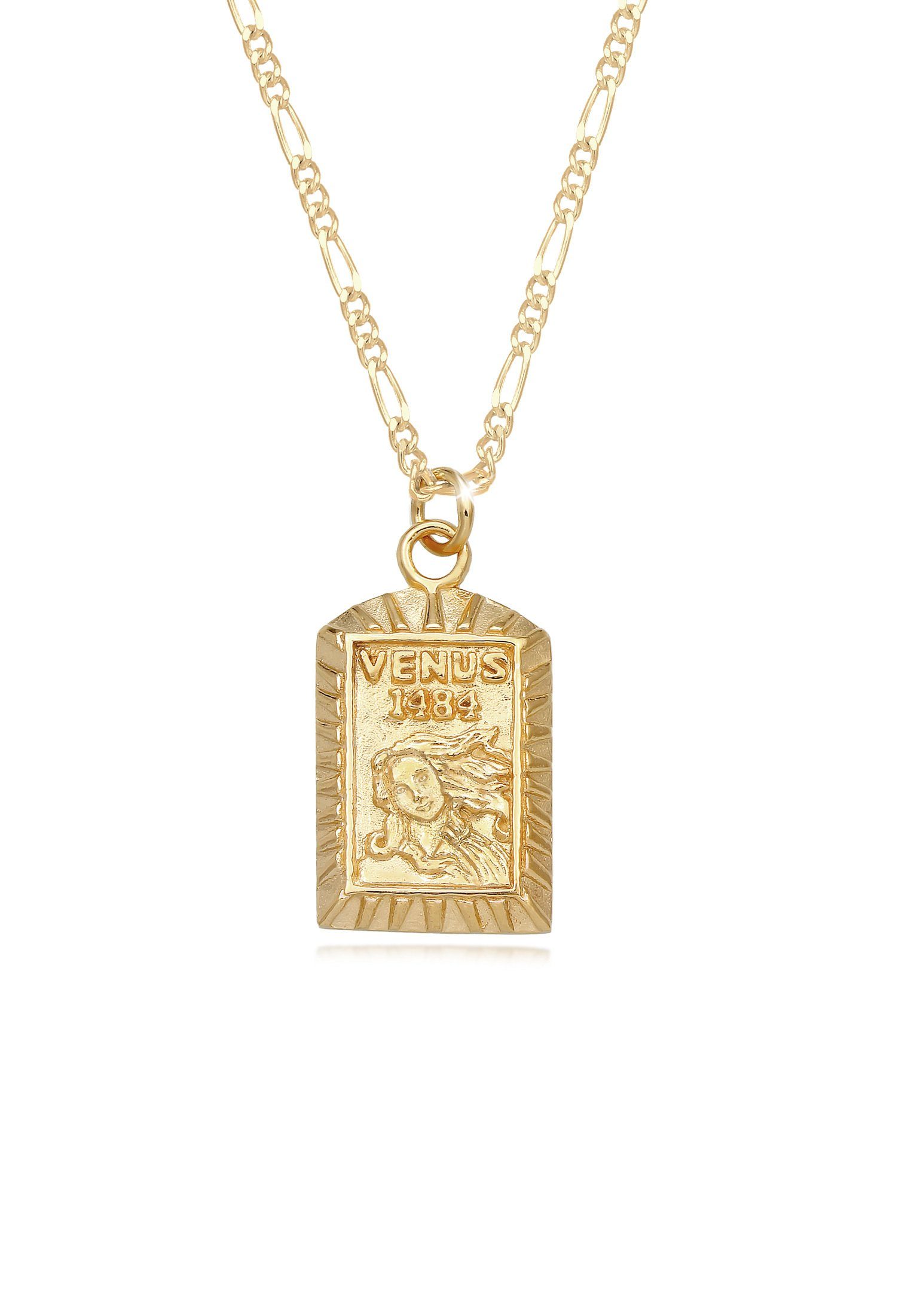 Kette mit Anhänger Venus-Anhänger Vintage 925 Sterling Silber vergoldet