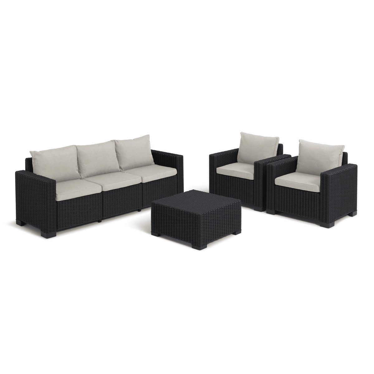 Allibert Gartenlounge-Set California 4-teilig Loungeset anthrazit - Rattanoptik, wetterfest