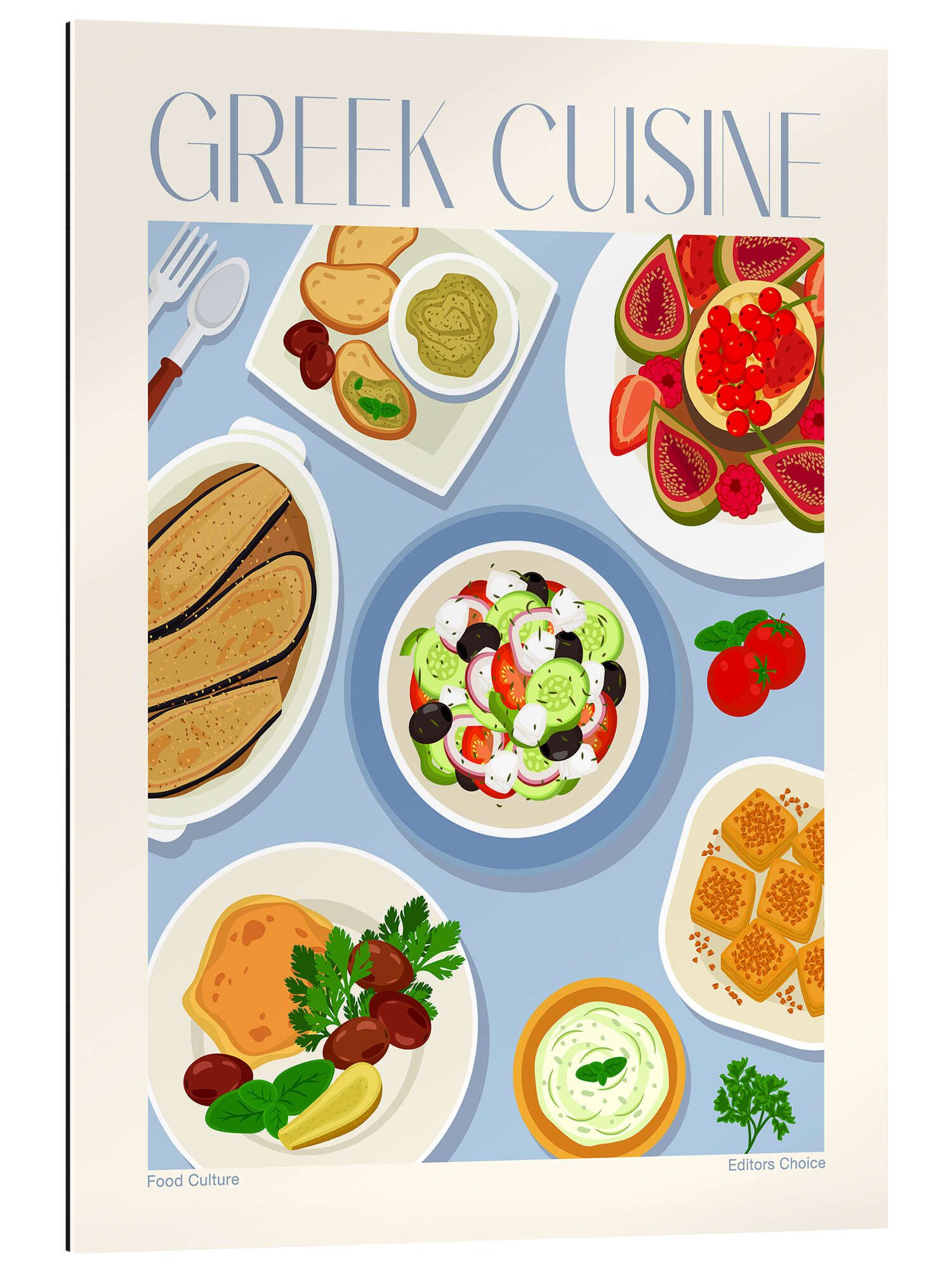 Posterlounge Wandbild Traditional Food - Greek Cuisine, Editors Choice, erhältlich als Poster, Leinwandbild, Wandsticker oder Acrylglasbild
