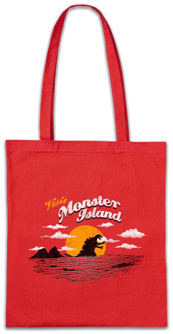 Beuteltasche Visit Monster Island Stofftasche Godzilla Japan Insel King Holiday