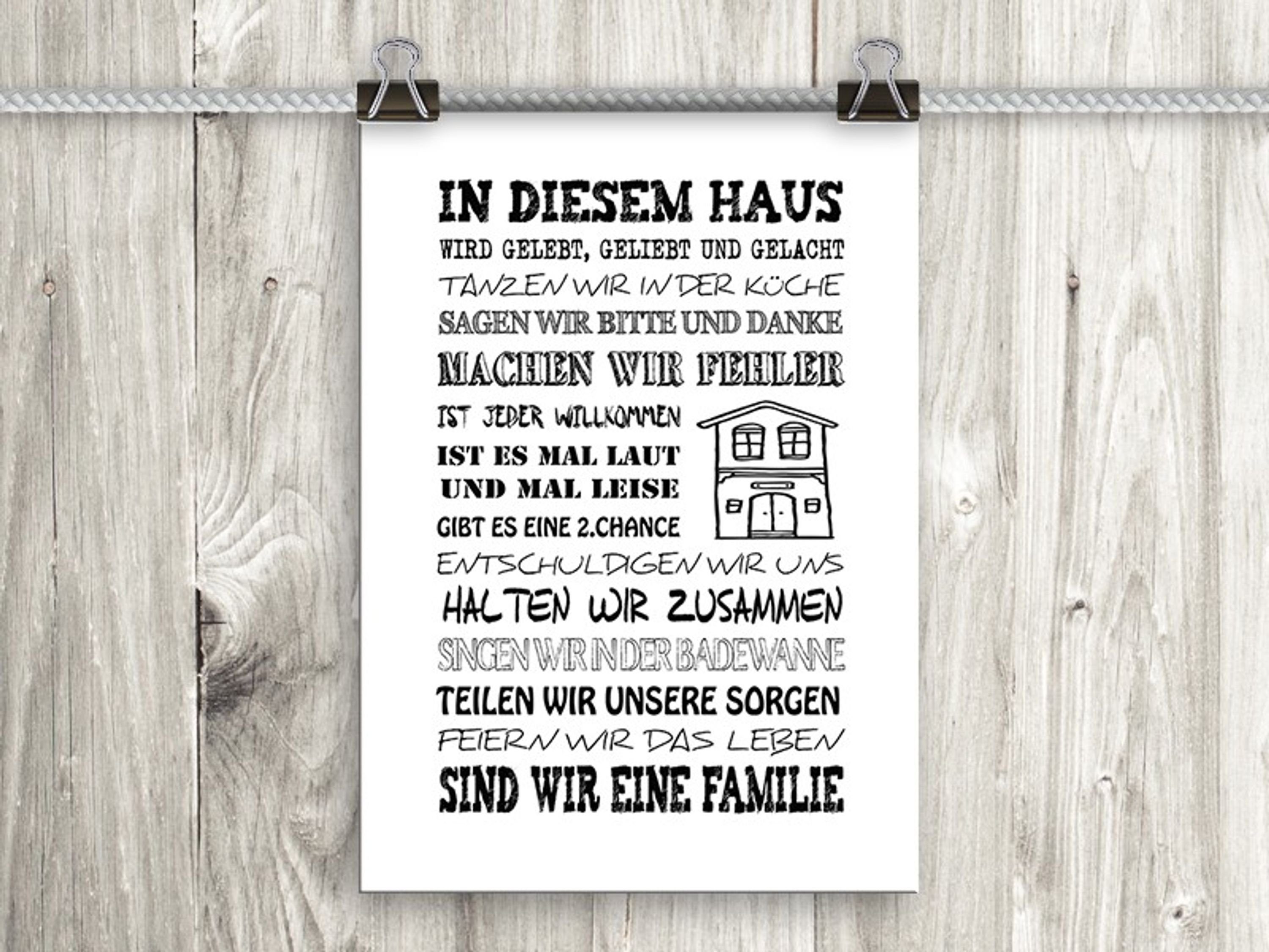 Sprüche: Poster Zitate Hausregeln artissimo Poster und Zuhause, Wandbild mit Hausregeln Bild DinA4 Spruch Sprüche