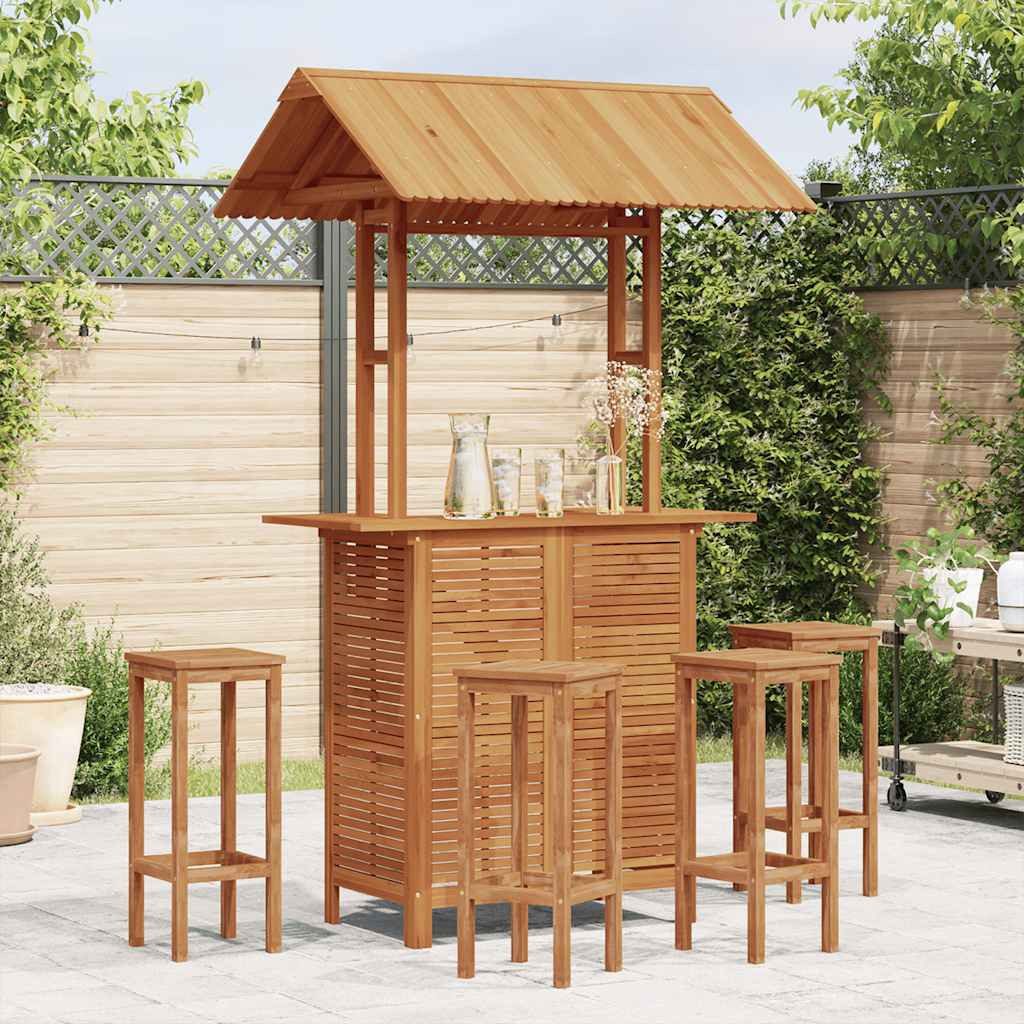 vidaXL Gartentisch Outdoor-Bartisch mit Dach 113x106x217 cm Massivholz