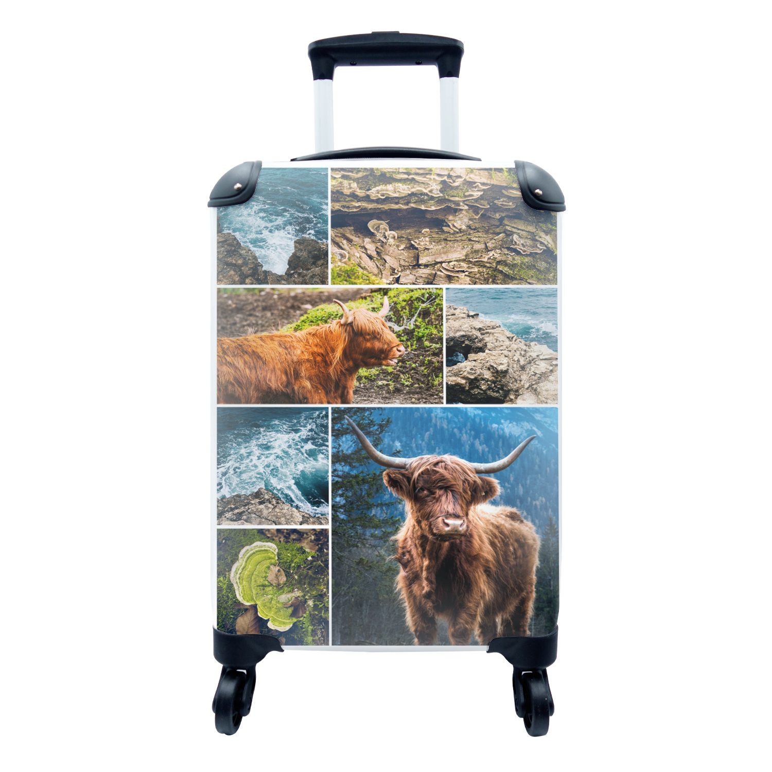 MuchoWow Handgepäckkoffer Schottischer Highlander mit 4 - Reisetasche - für Collage Ferien, Trolley, rollen, Rollen, Reisekoffer Tiere, Handgepäck