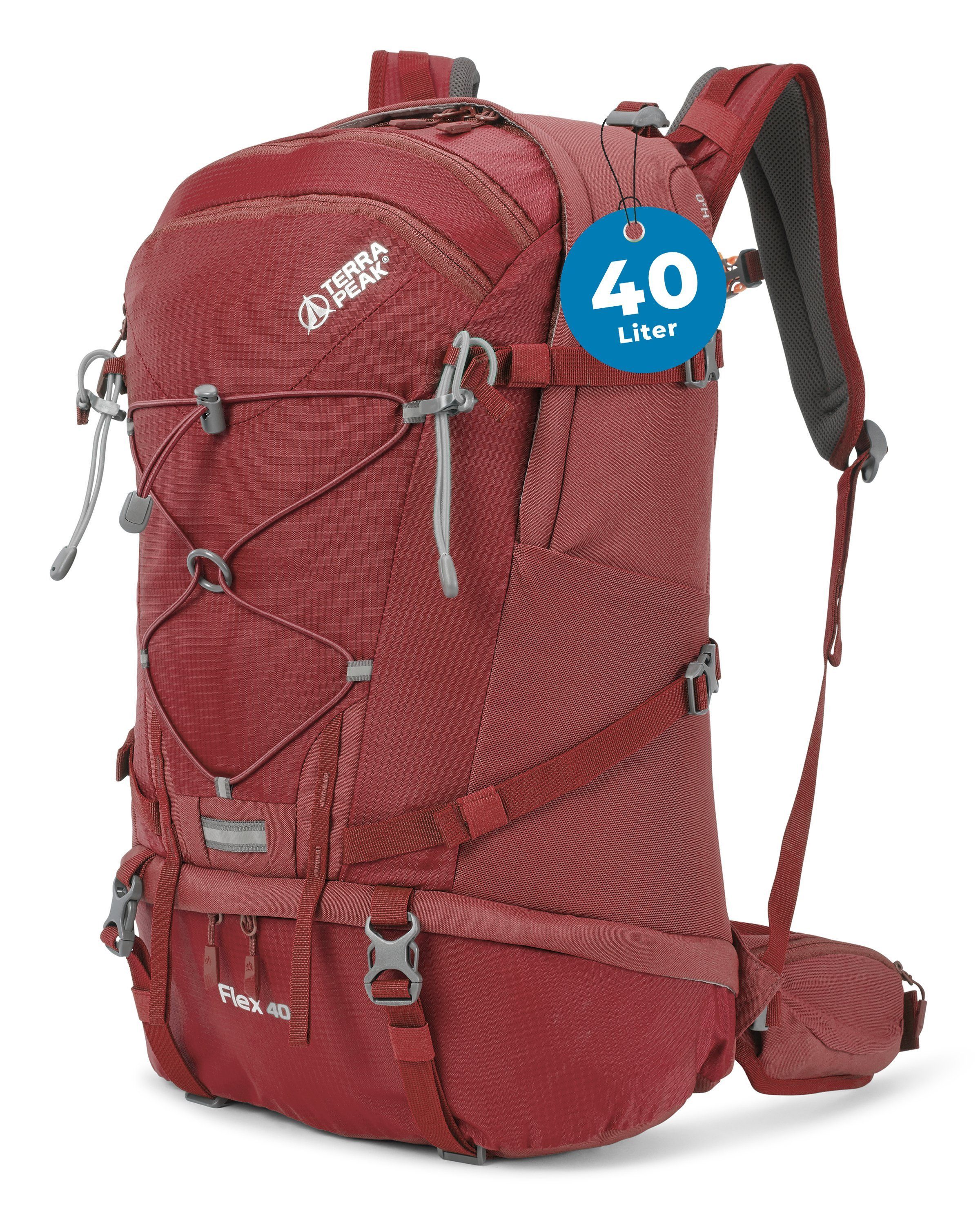 Terra Peak Wanderrucksack Flex 40, Wanderrucksack 40L mit YKK Reißverschluss & Halterung für Trinksystem