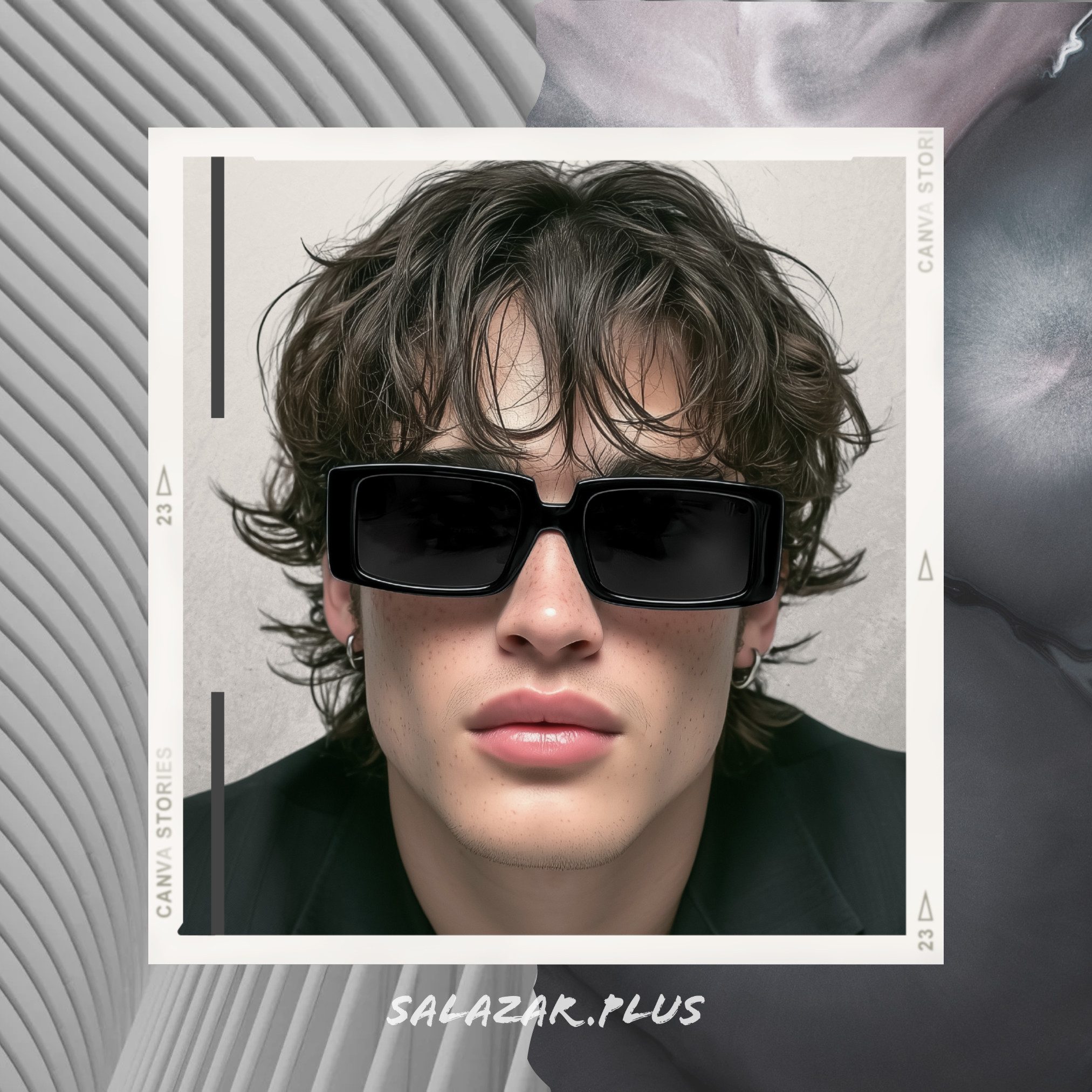 salazar.plus Sonnenbrille Breit Rechteckig Unisex 2 Farben Damen Herren Brille Schwarz Weiss