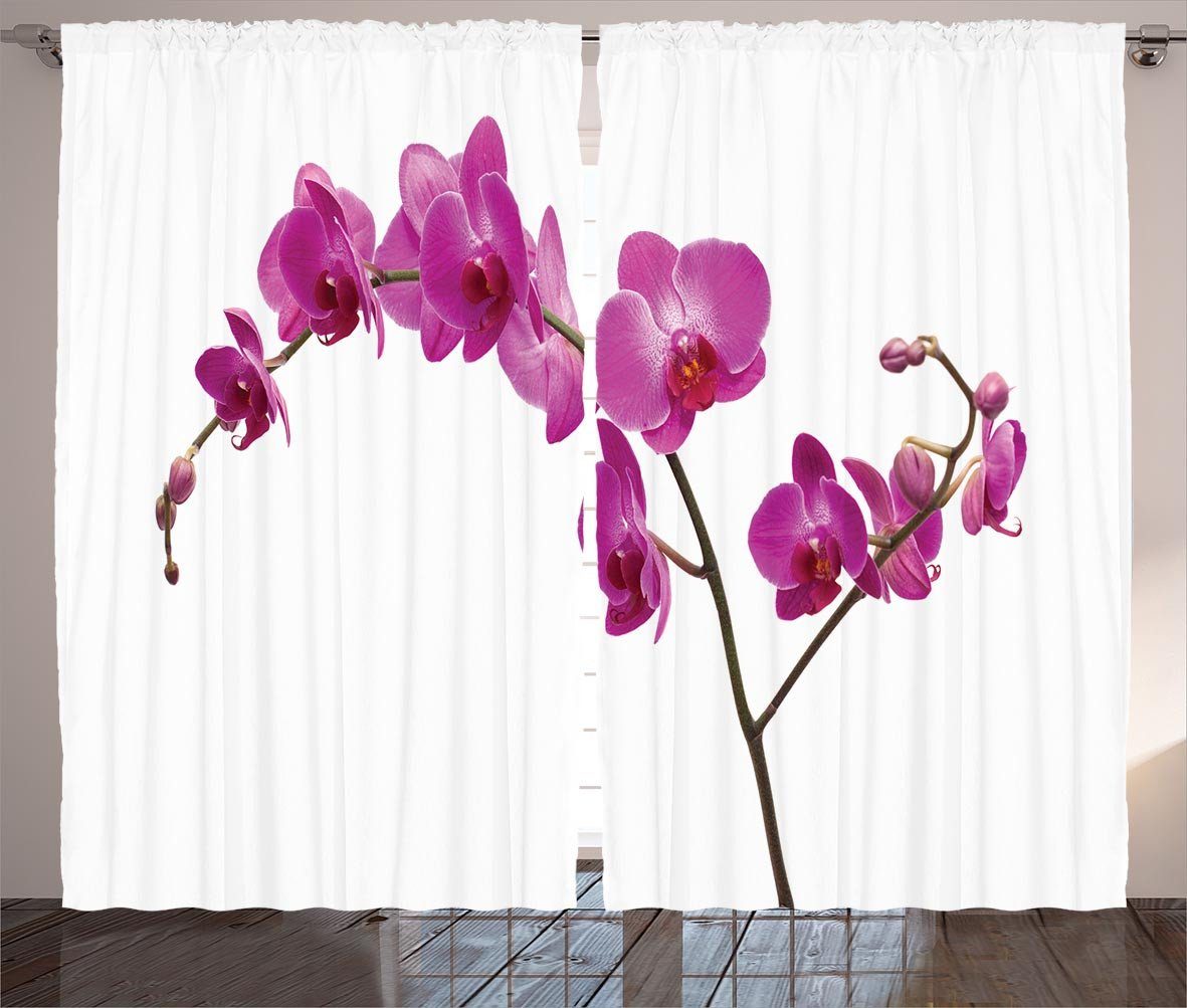 Gardine Schlafzimmer Kräuselband Vorhang mit Schlaufen und Haken, Abakuhaus, Orchideen Wilde Orchideen Petals