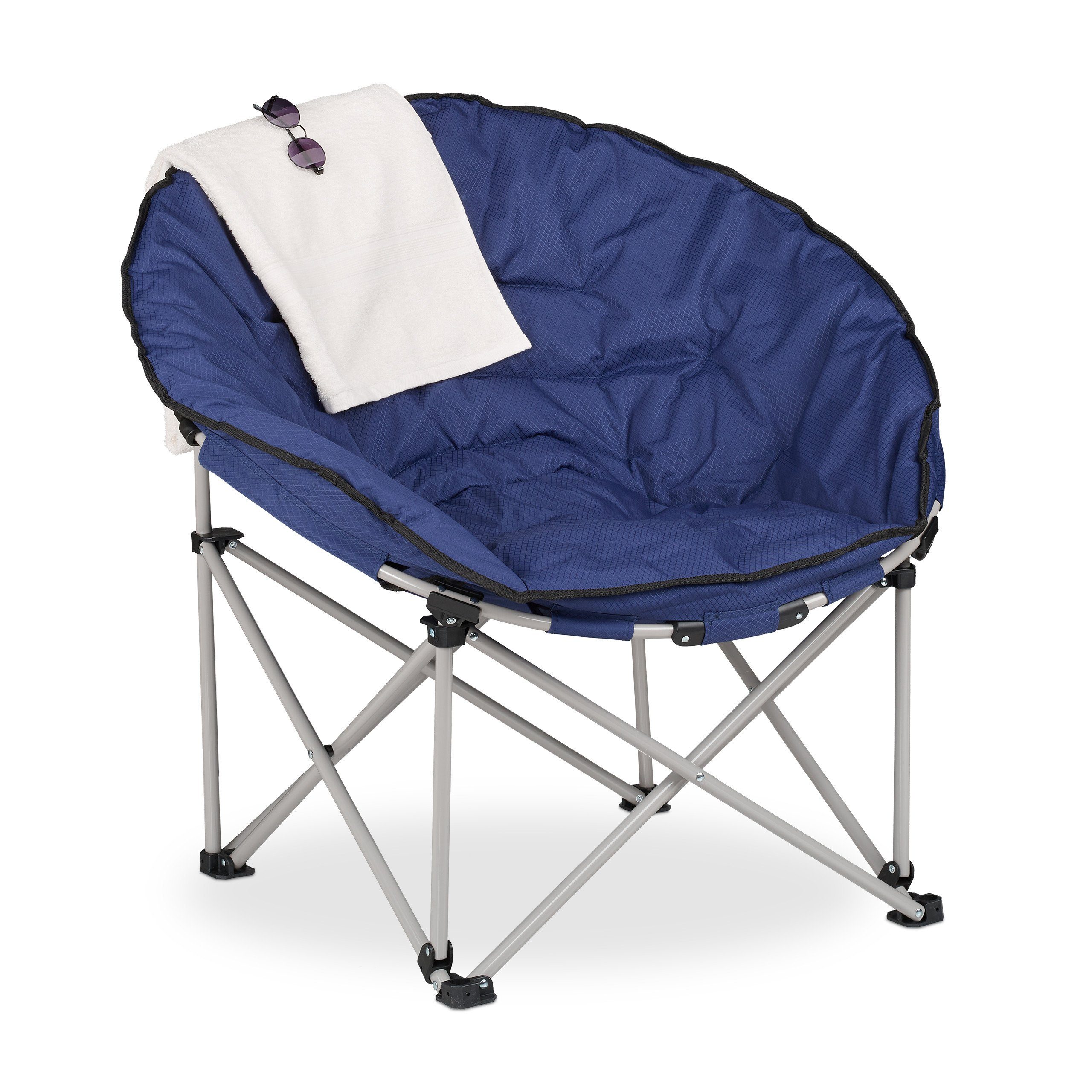 Moon Chair blau Campingstuhl Outdoor Klappstuhl Angeln XXL Mondsessel faltbar 