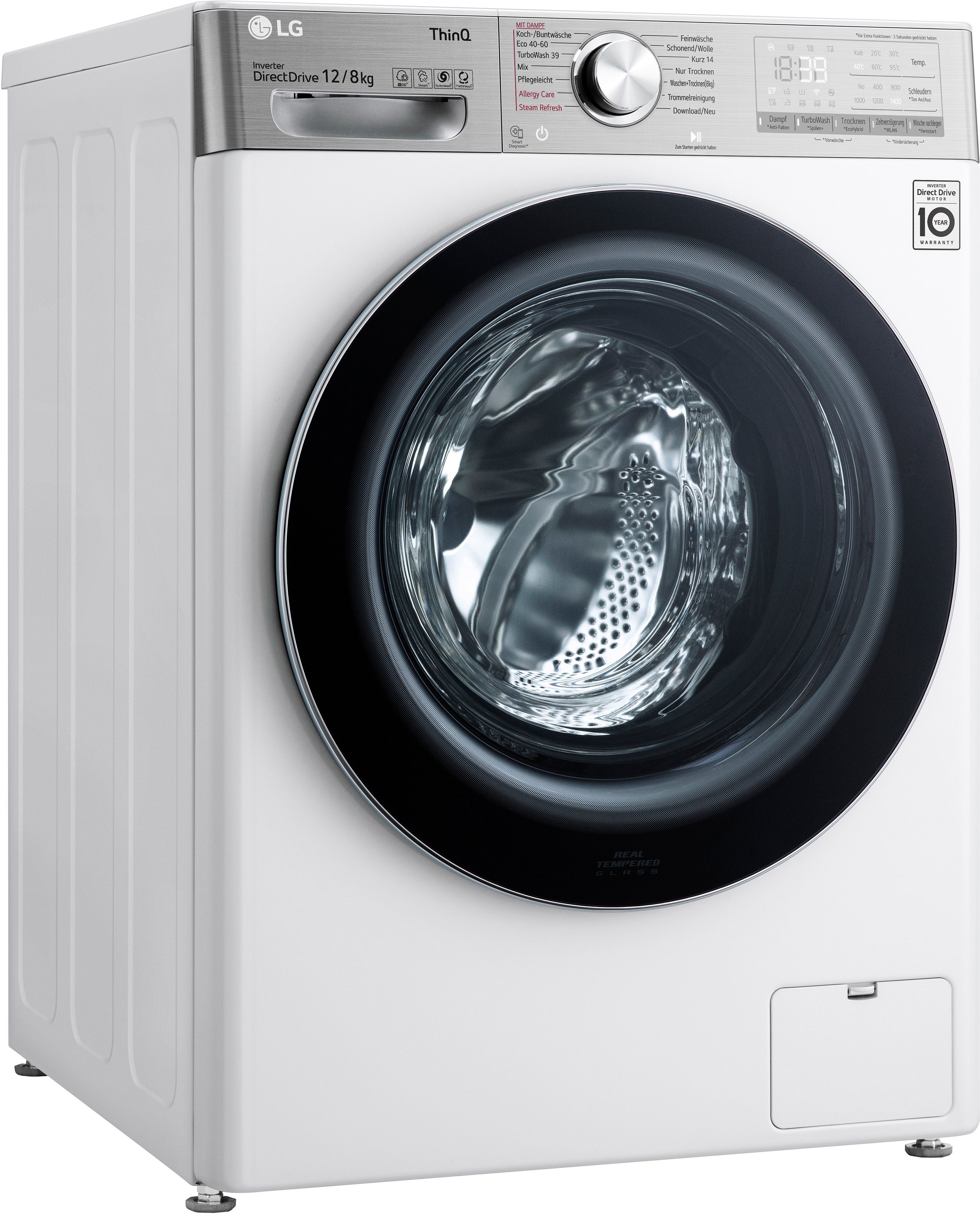 LG Waschtrockner V9WD128H2, 12 U/min, 1400 in Minuten kg, kg, 8 - 39 Waschen nur TurboWash®