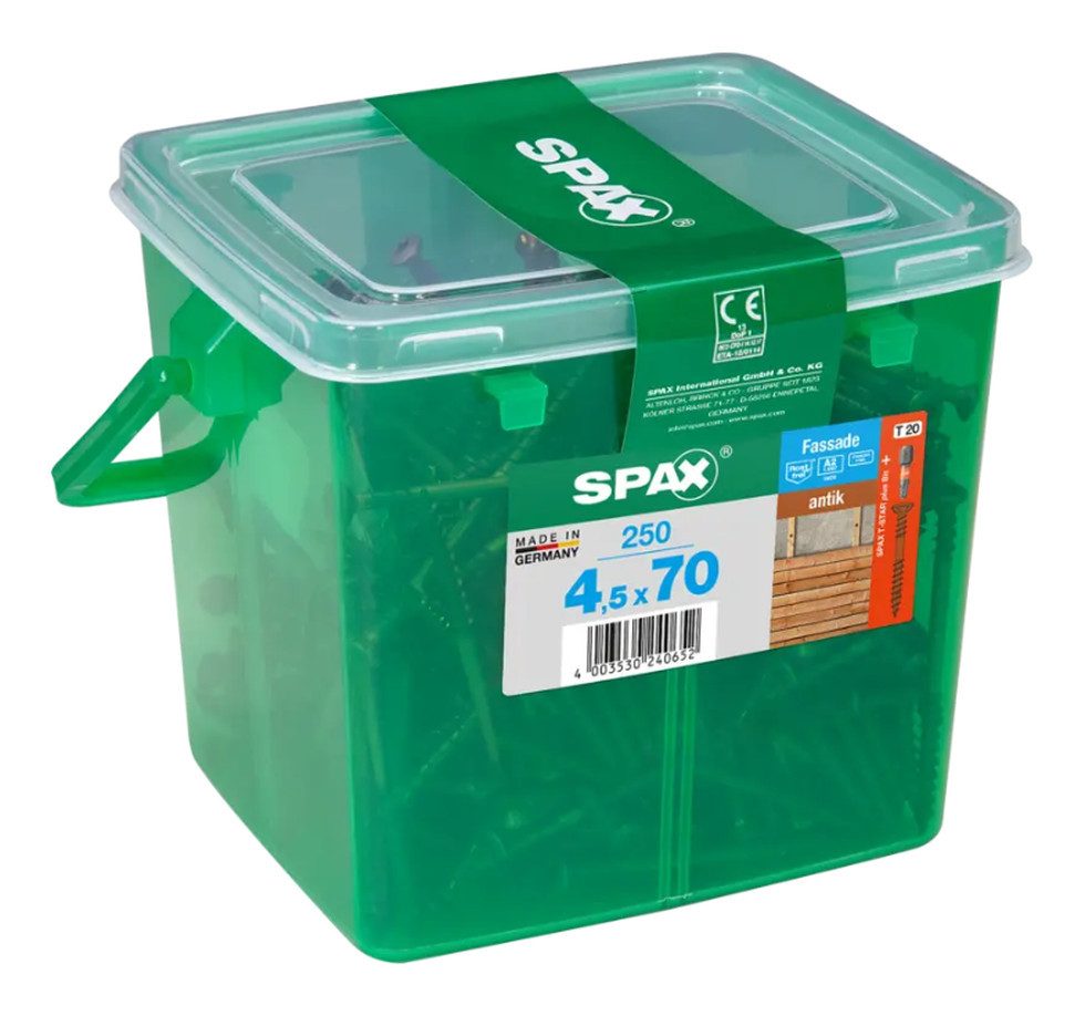 SPAX Fassadenschraube Edelstahl A2 Henkelbox, (250 St)